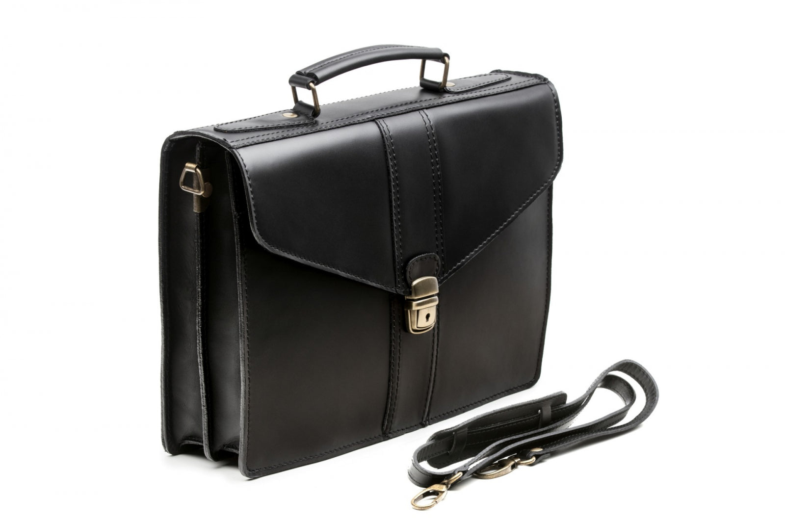 Servietă Bărbați Din Piele Naturală Neagră 55007