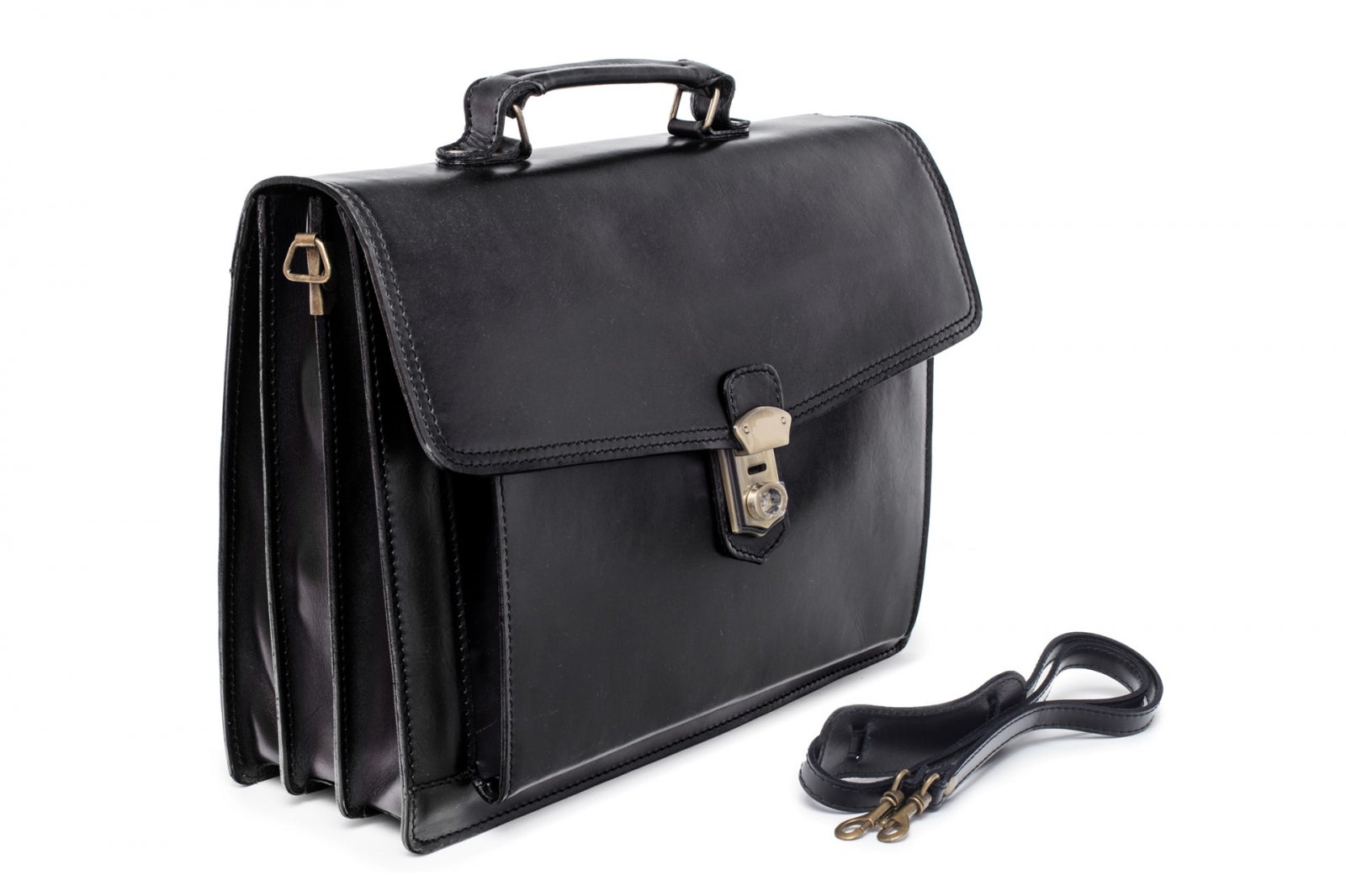 Servietă Bărbați Din Piele Naturală Neagră 55005