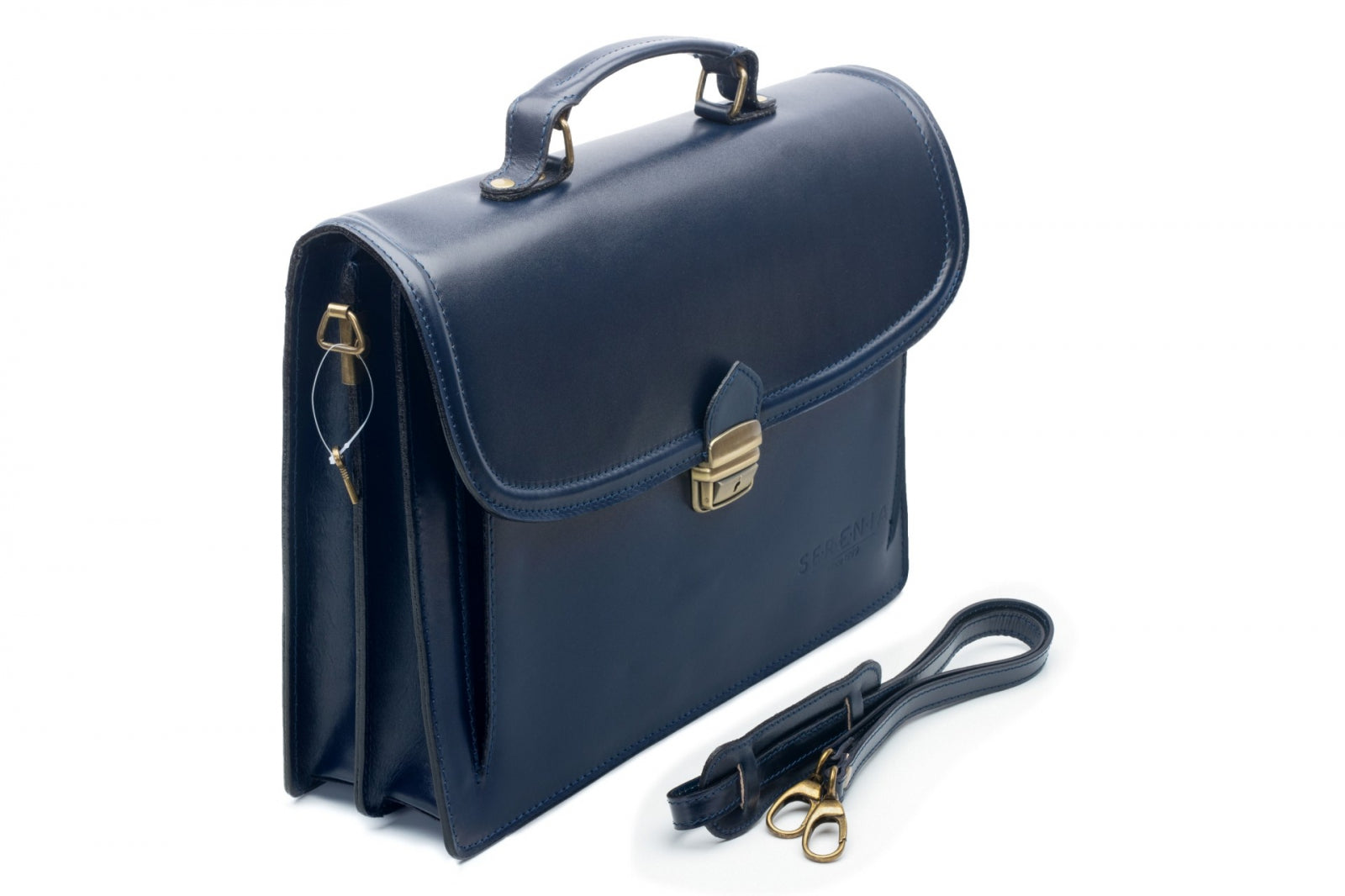 Servietă Bărbați Din Piele Naturală Blue 55000