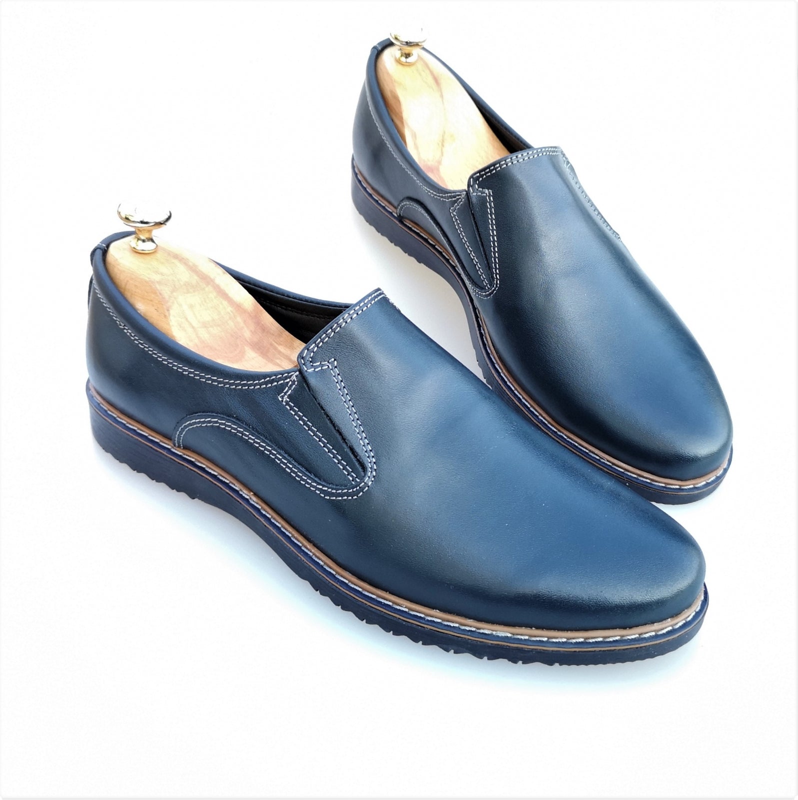 Pantofi Bărbați Casual Confort Din Piele Naturală Blue 2515