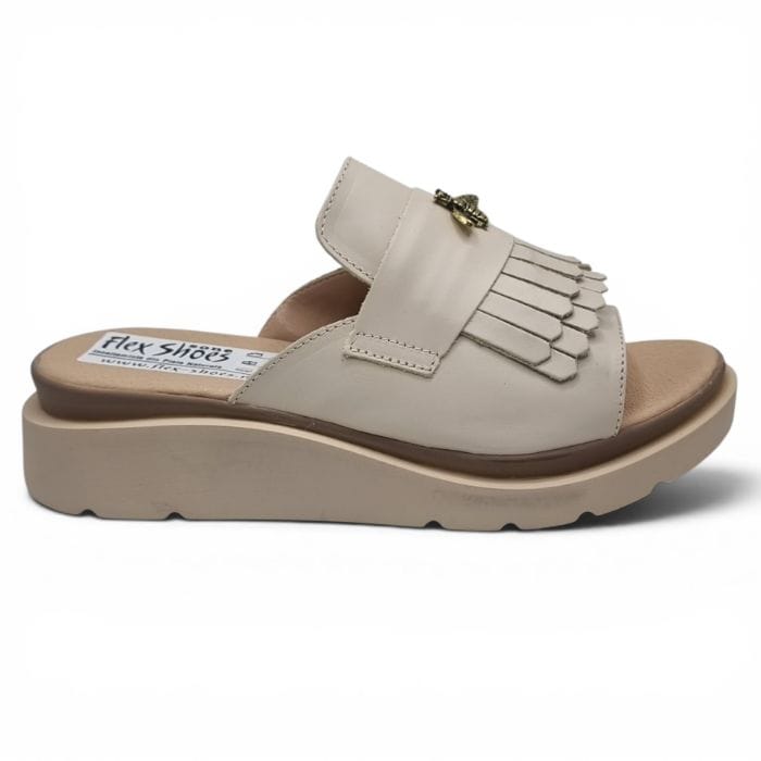 Sandale Damă Casual Confort Din Piele Naturală Crem 13835