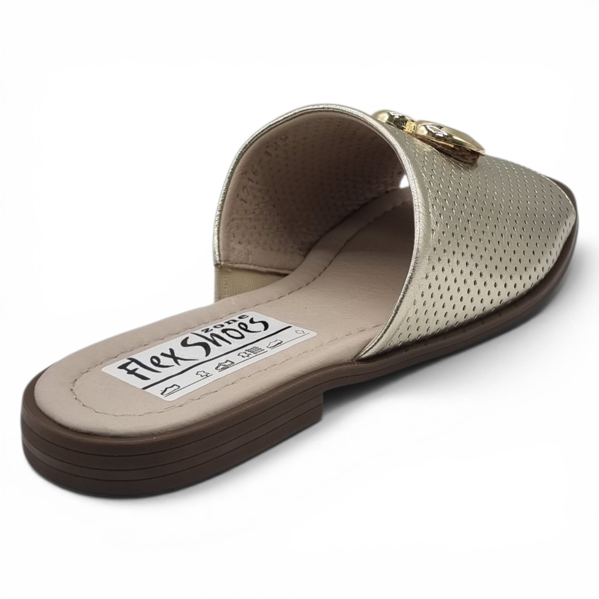 Sandale Damă Casual Confort Din Piele Naturală Aurie 13798