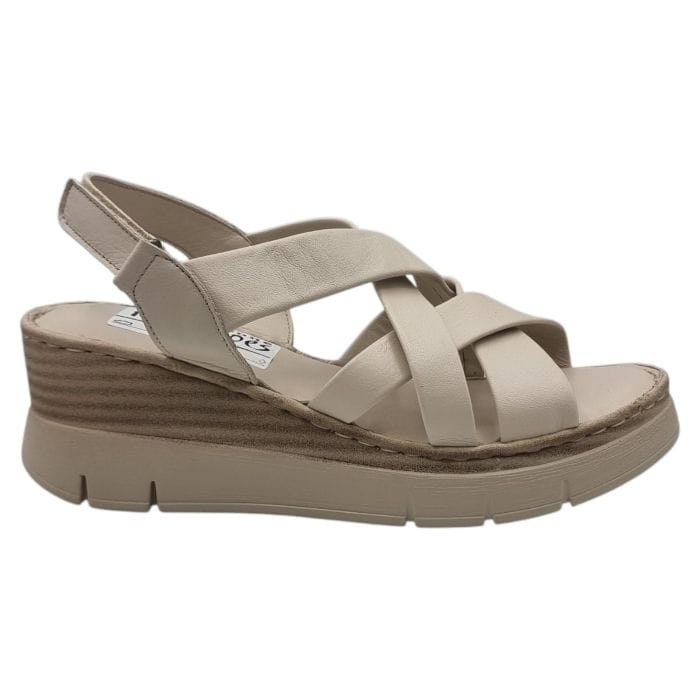 Sandale Damă Casual Confort Din Piele Naturală Crem 13804