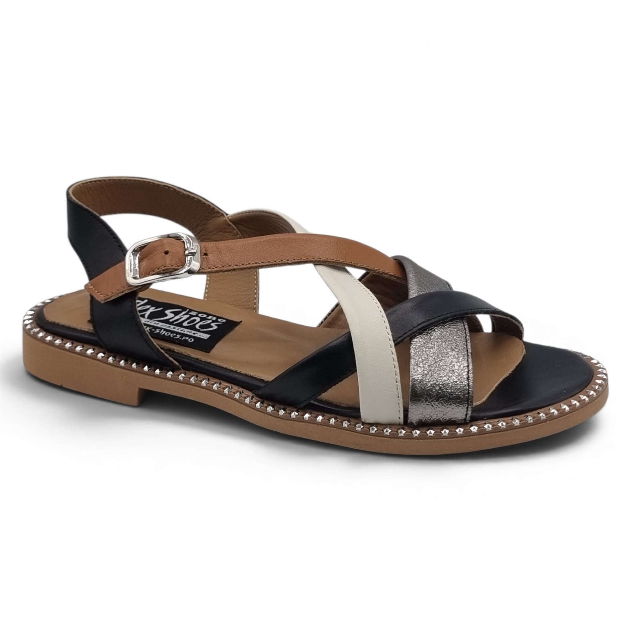 Sandale Damă Casual Confort Din Piele Naturală Neagră Multi 13769