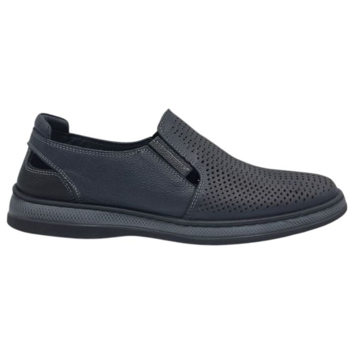 Pantofi Bărbați Din Piele Naturală Perforată Blue 6534