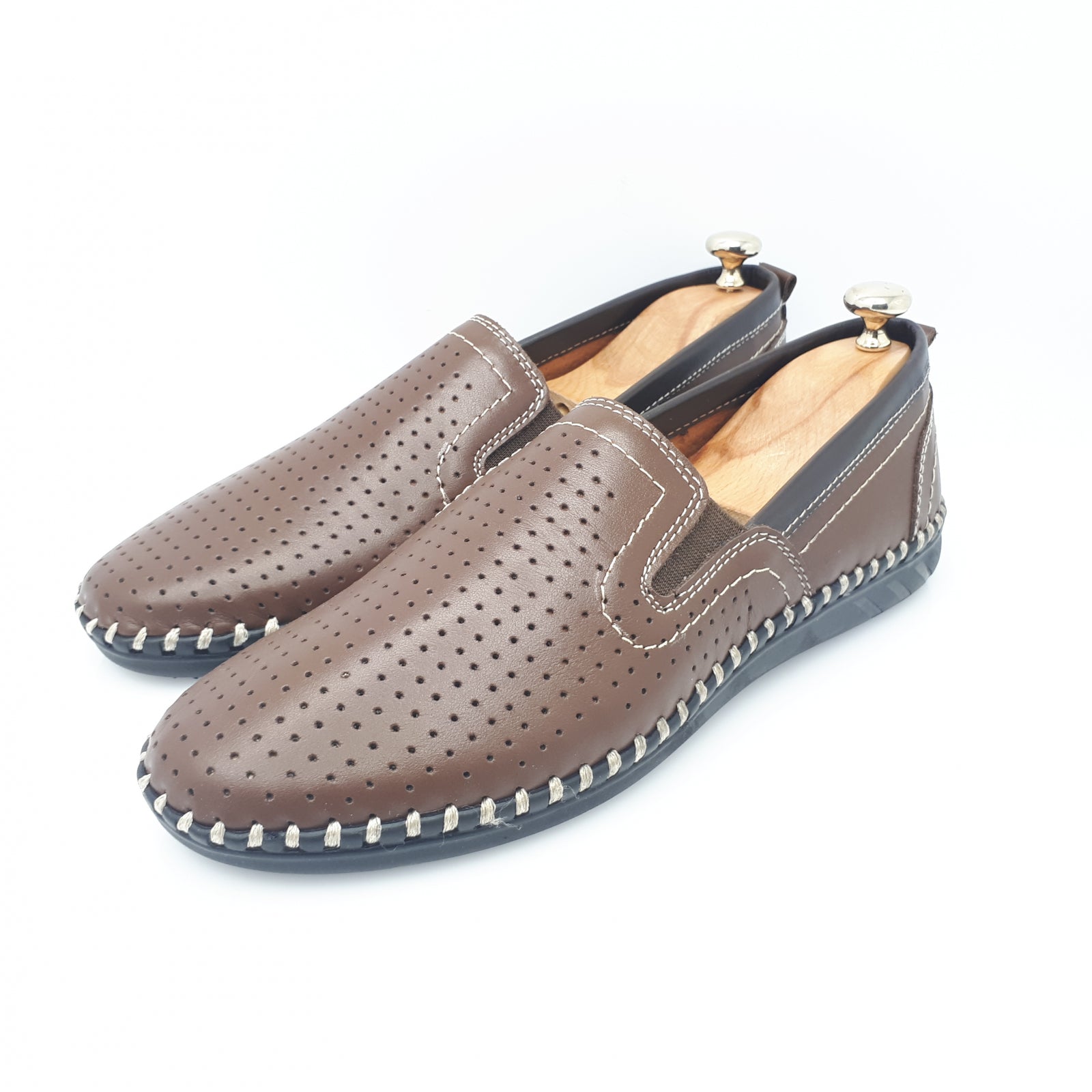 Pantofi Bărbați Din Piele Naturală Perforată Maro 6502