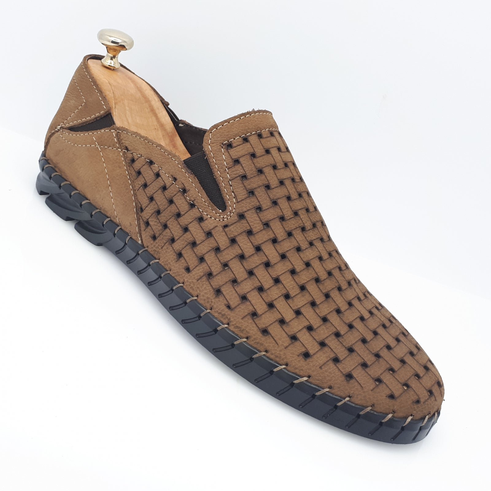 Pantofi Bărbați Din Piele Naturală Perforată Maro 6505