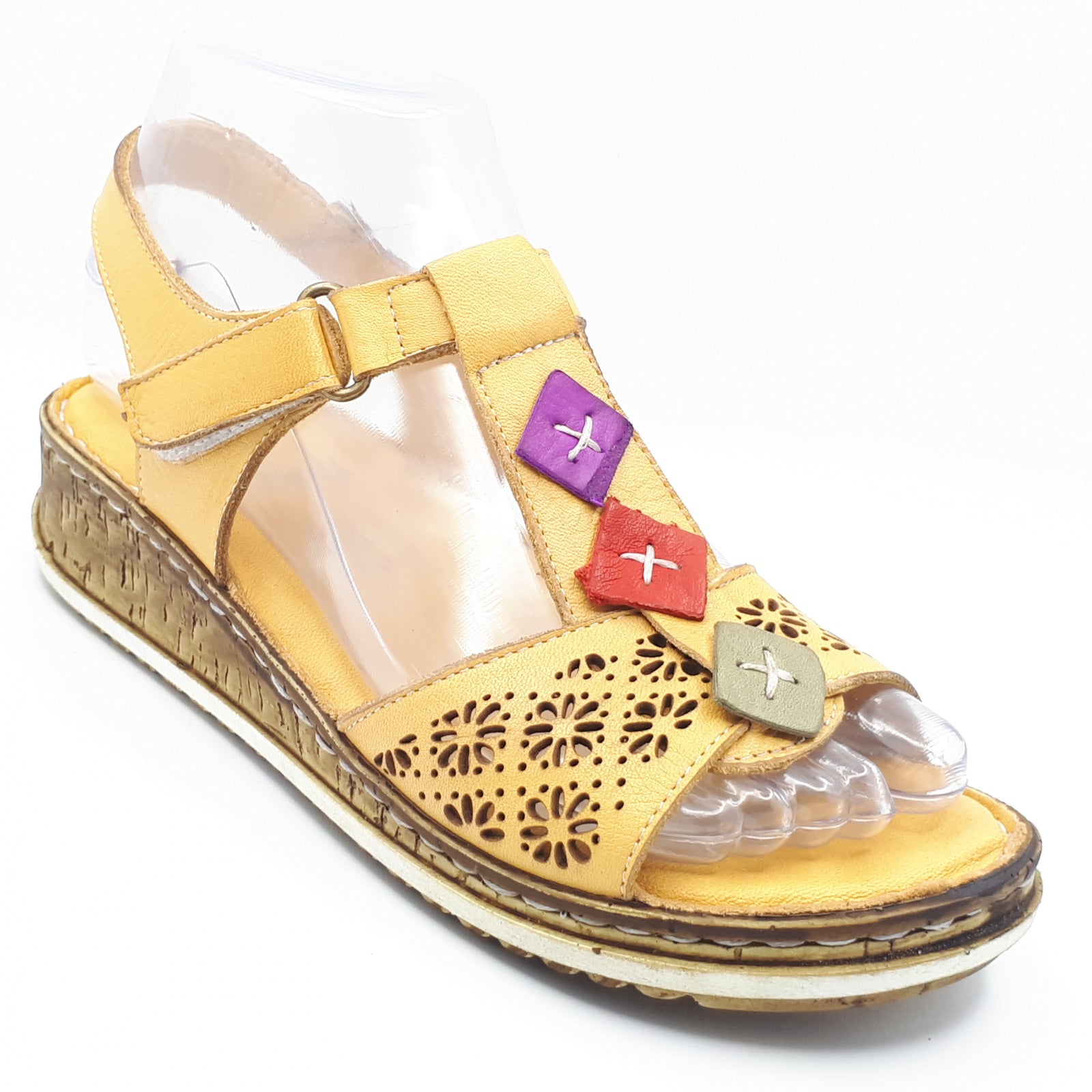 Sandale Damă Casual Confort Din Piele Naturală Galbenă 13519