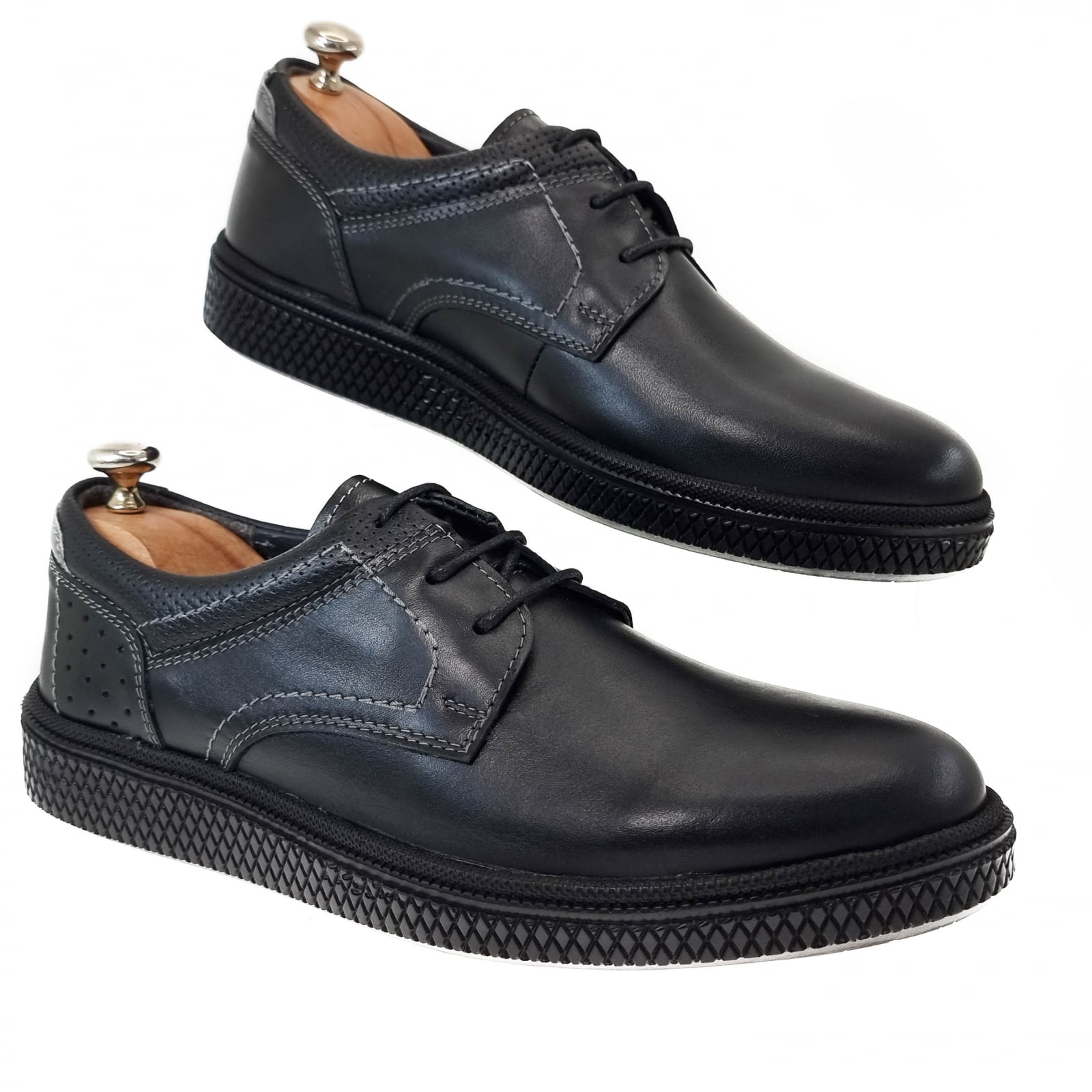 Pantofi Bărbați Casual Din Piele Naturală Neagră 2525