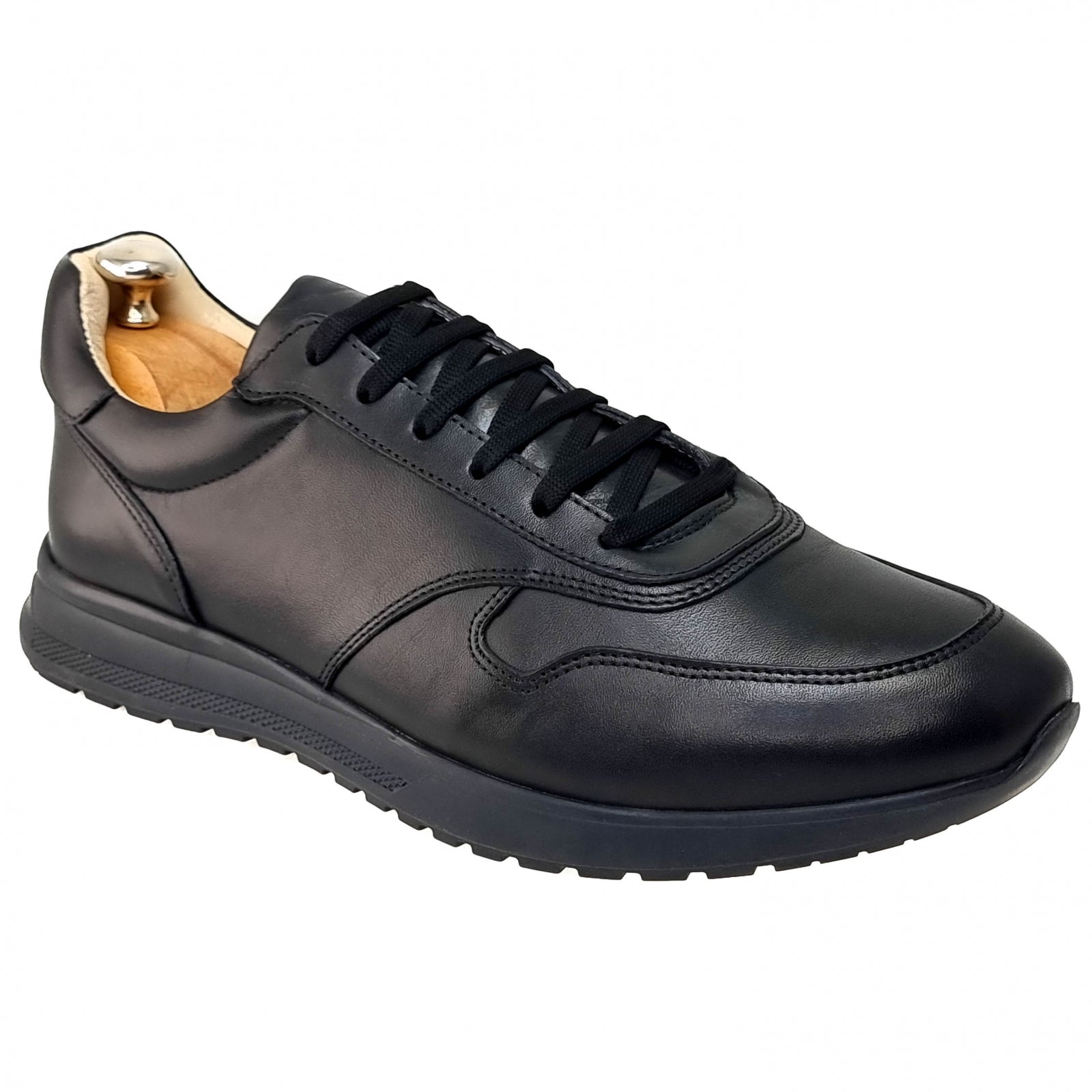 Pantofi Bărbați Sport Din Piele Naturală Neagră 3521