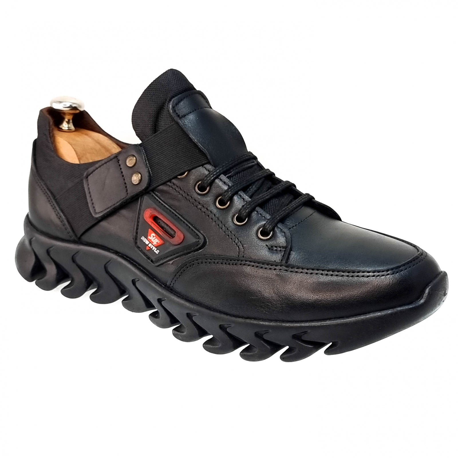 Pantofi Bărbați Sport Din Piele Naturală Neagră 3522