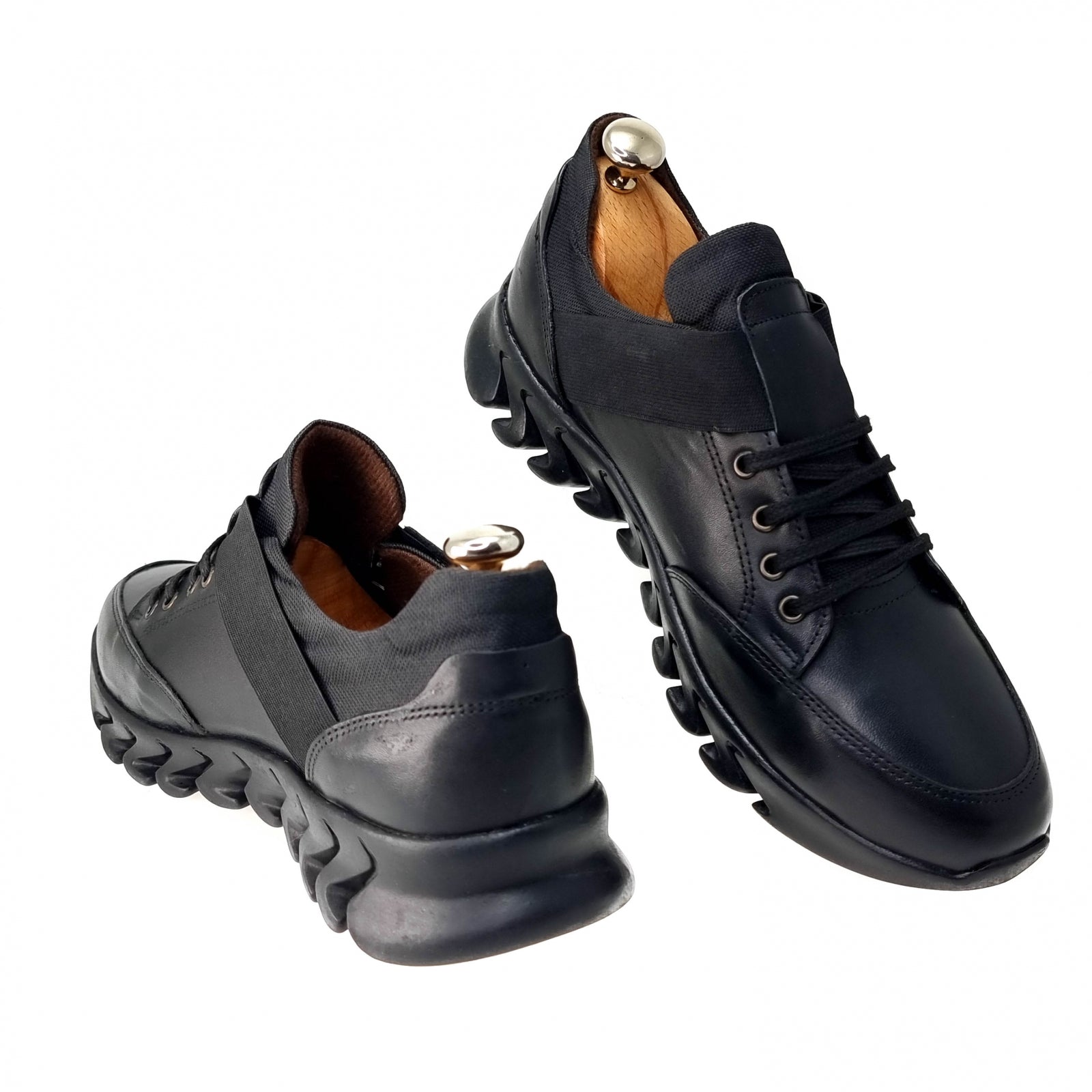 Pantofi Bărbați Sport Din Piele Naturală Neagră 3522