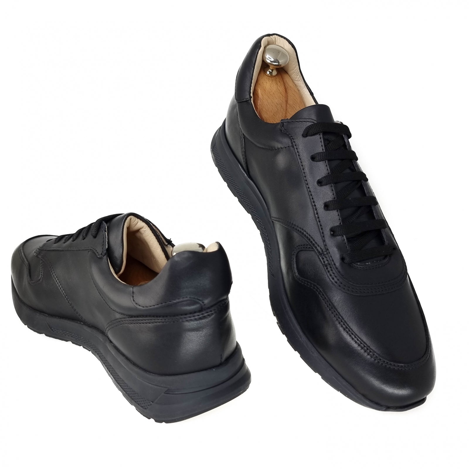 Pantofi Bărbați Sport Din Piele Naturală Neagră 3521