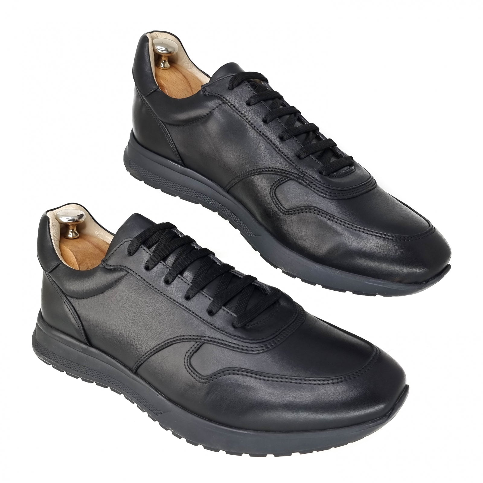 Pantofi Bărbați Sport Din Piele Naturală Neagră 3521