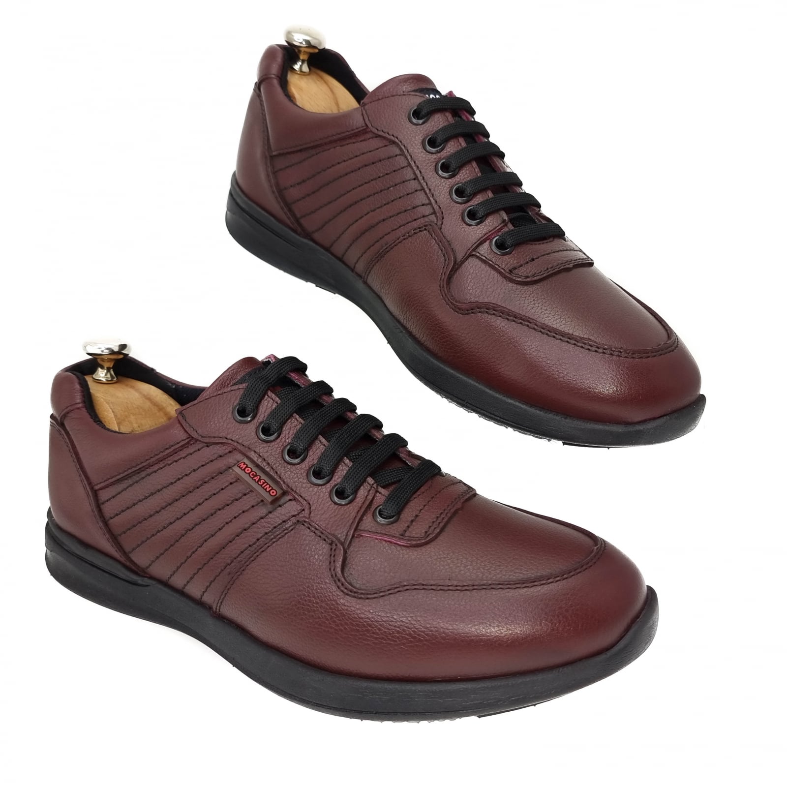 Pantofi Bărbați Sport Din Piele Naturală Bordo 3528