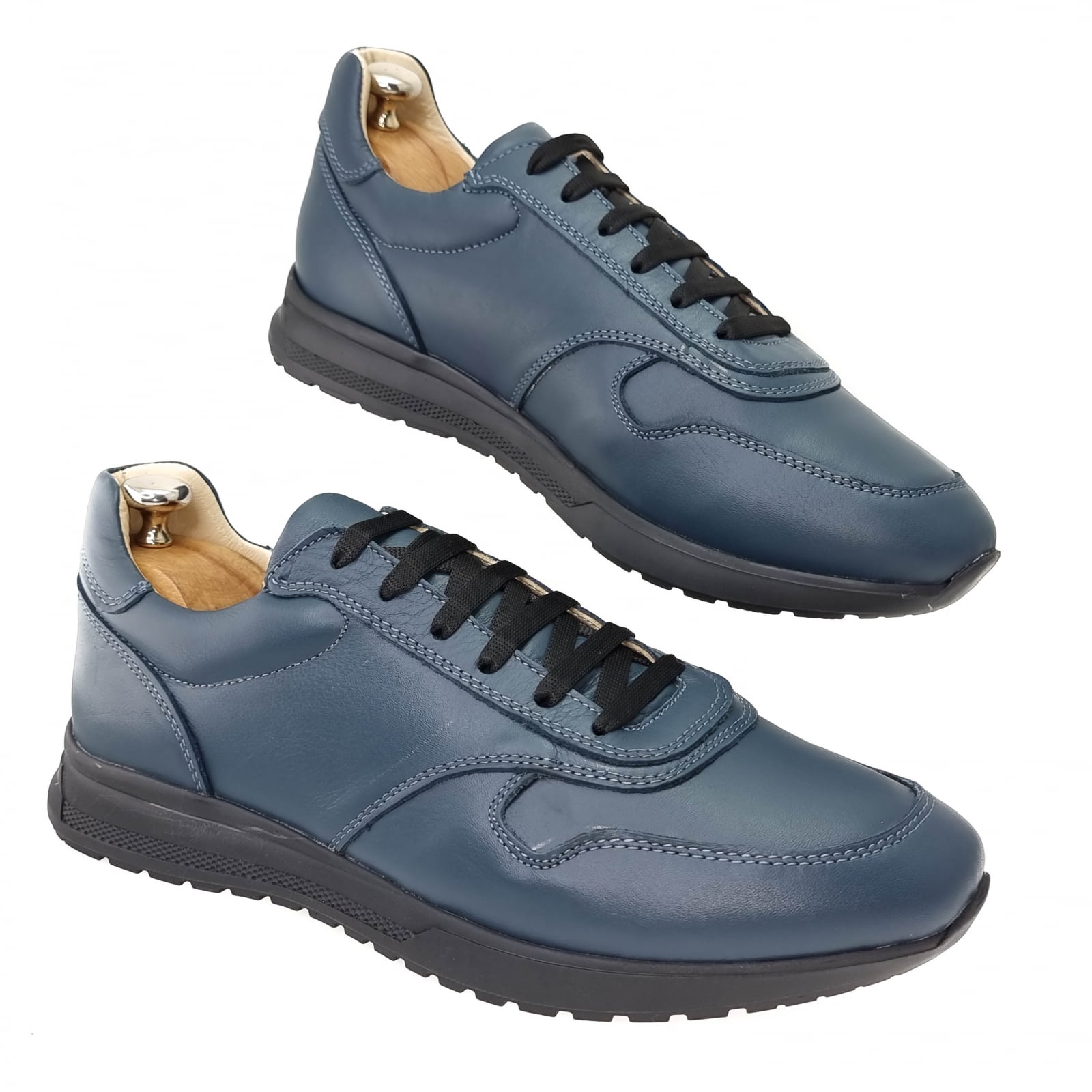 Pantofi Bărbați Sport Din Piele Naturală Blue 3530