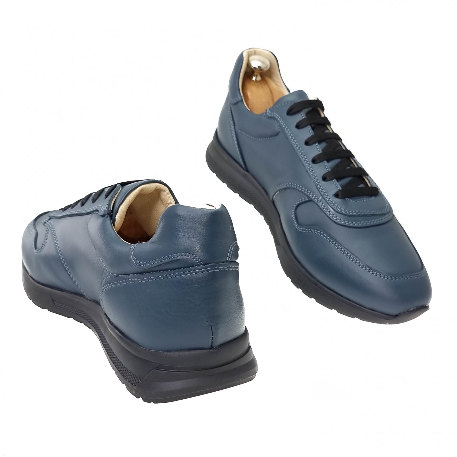 Pantofi Bărbați Sport Din Piele Naturală Blue 3530