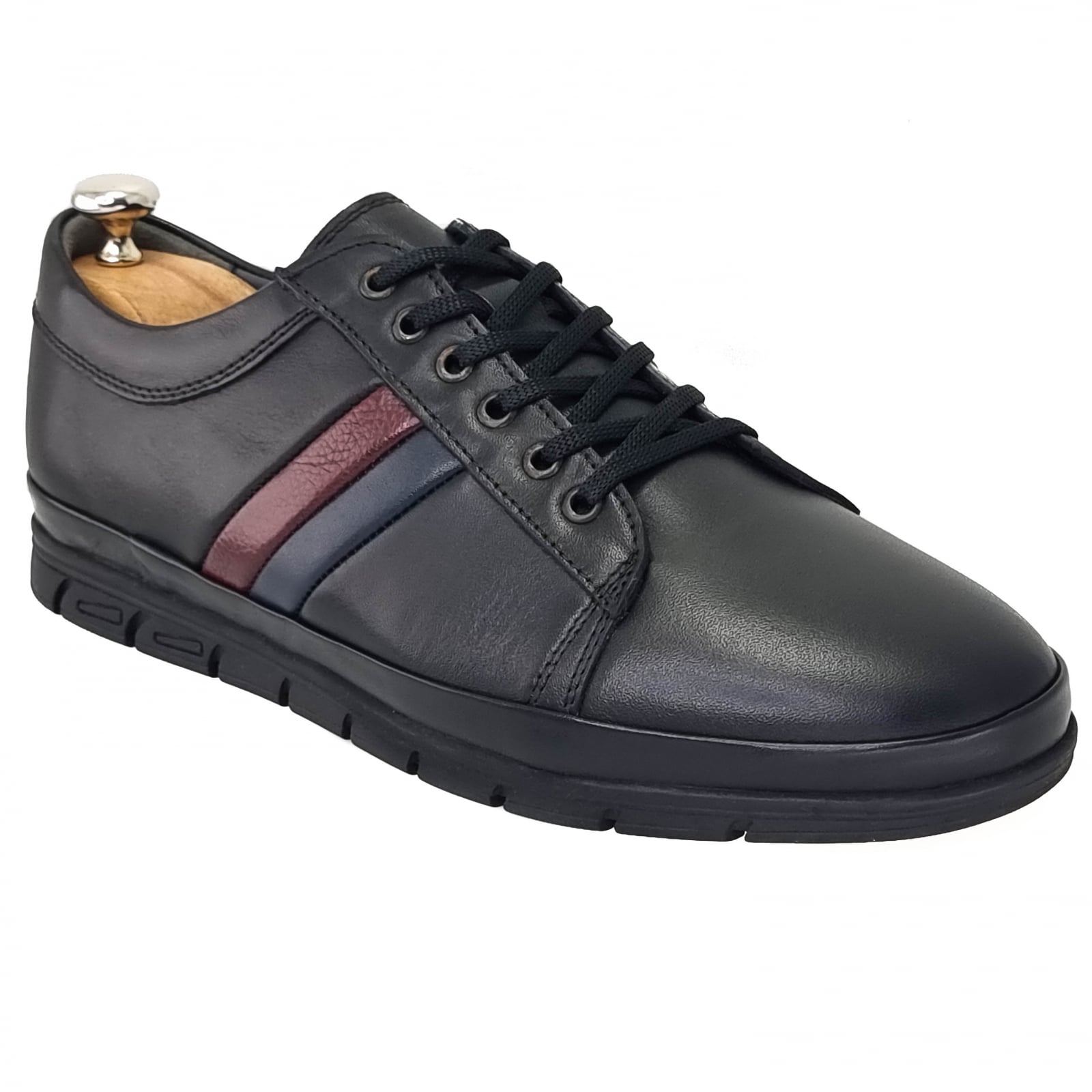 Pantofi Bărbați Sport Din Piele Naturală Neagră 3537