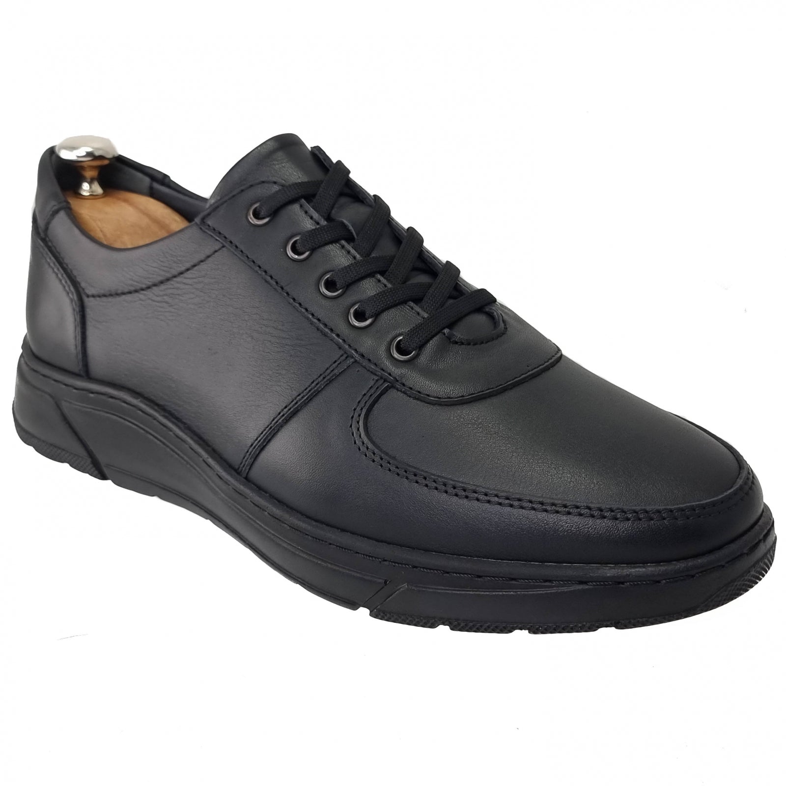 Pantofi Bărbați Sport Din Piele Naturală Neagră 3538