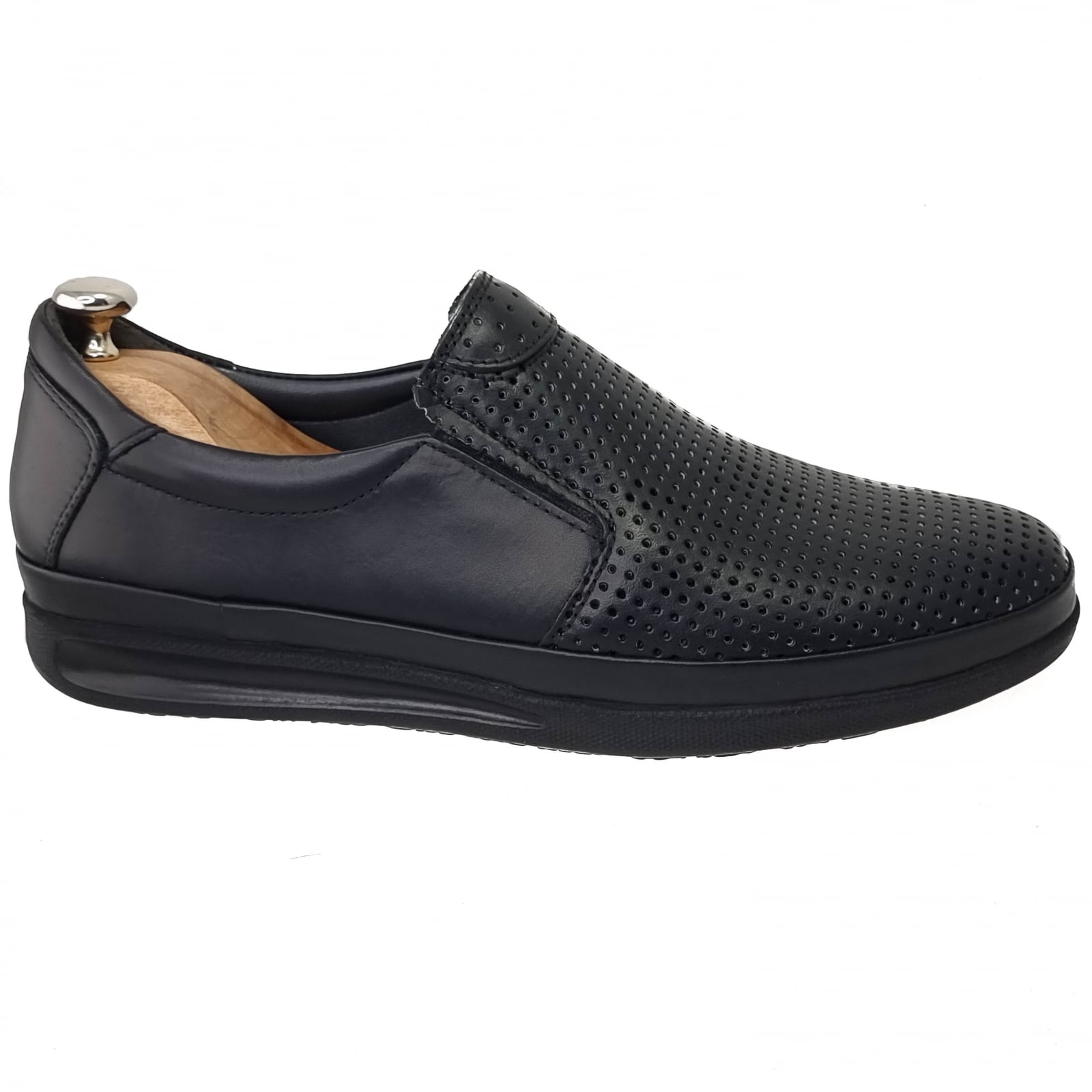 Pantofi Bărbați Din Piele Naturală Perforată Neagră 6519