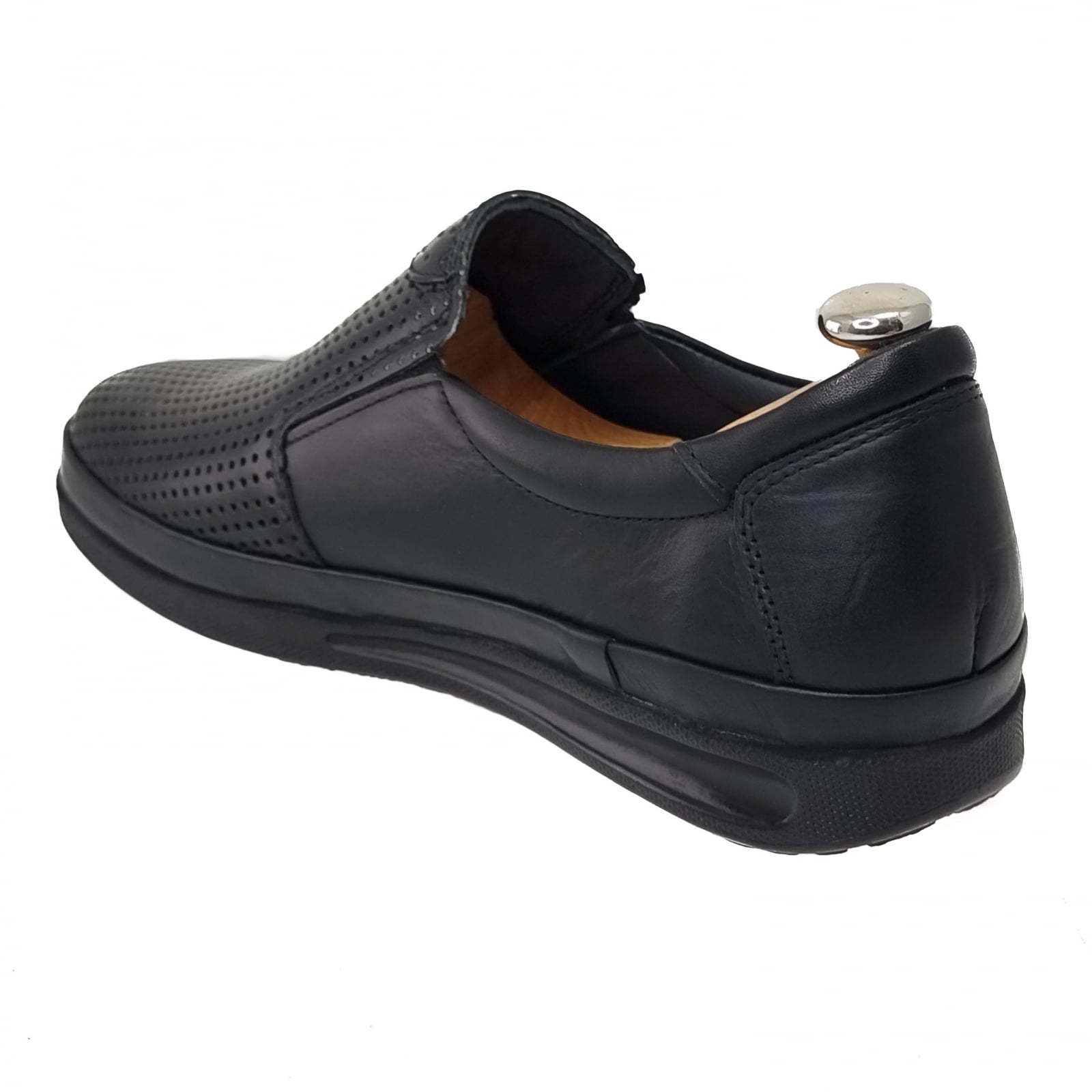 Pantofi Bărbați Din Piele Naturală Perforată Neagră 6519