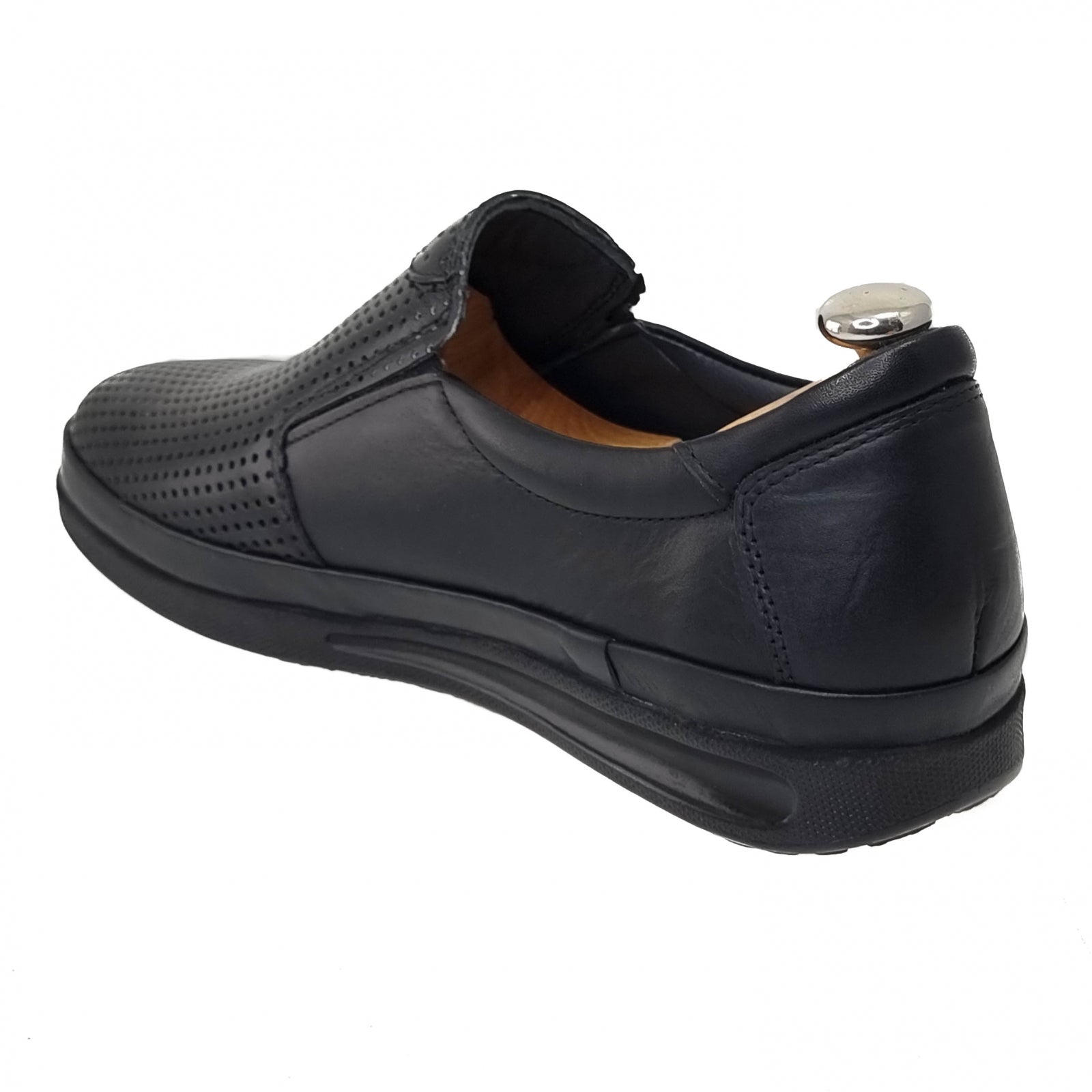 Pantofi Bărbați Din Piele Naturală Perforată Neagră 6519