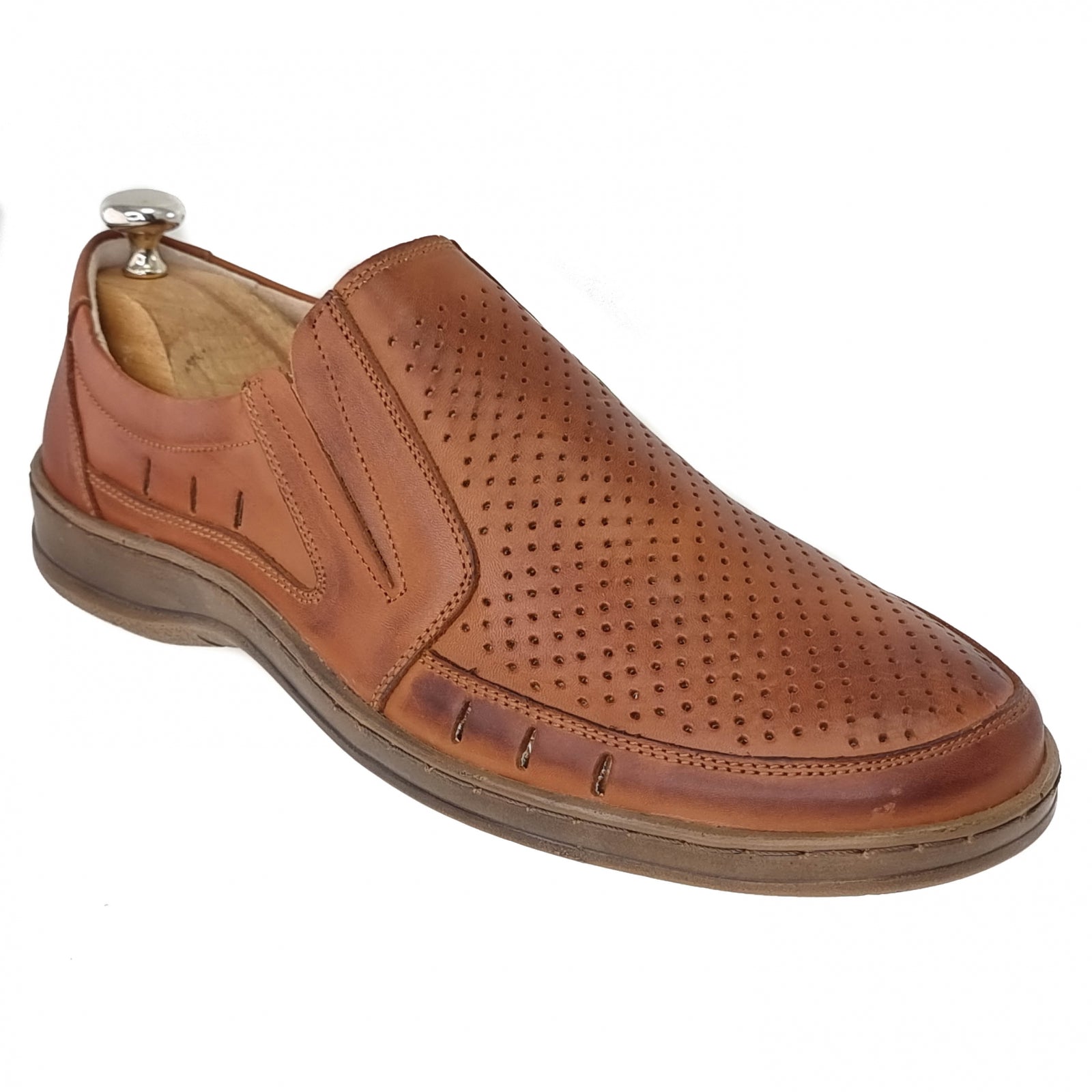 Pantofi Bărbați Din Piele Naturală Perforată Maro 6522