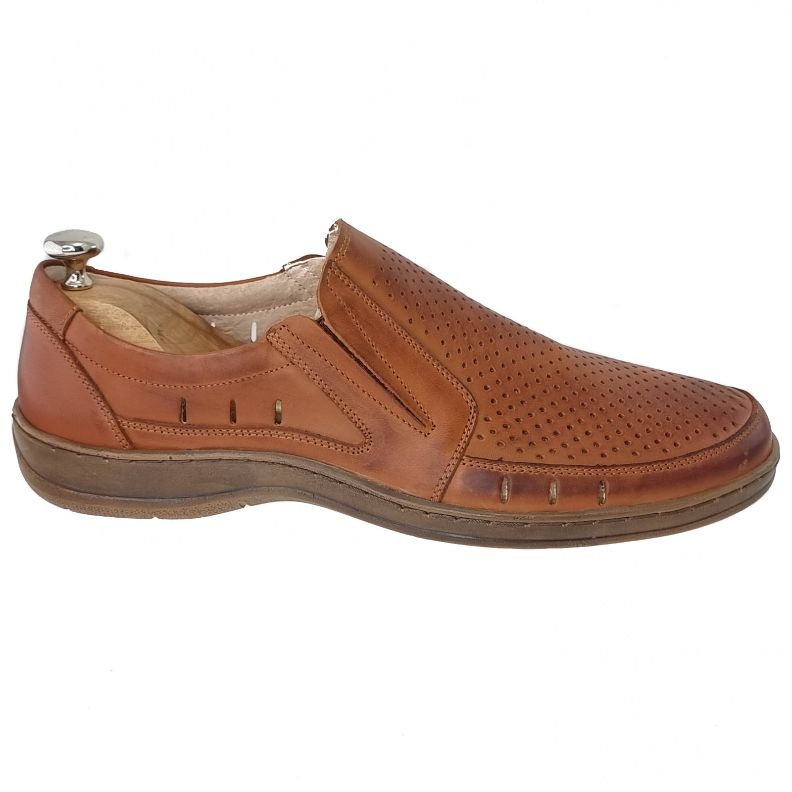 Pantofi Bărbați Din Piele Naturală Perforată Maro 6522