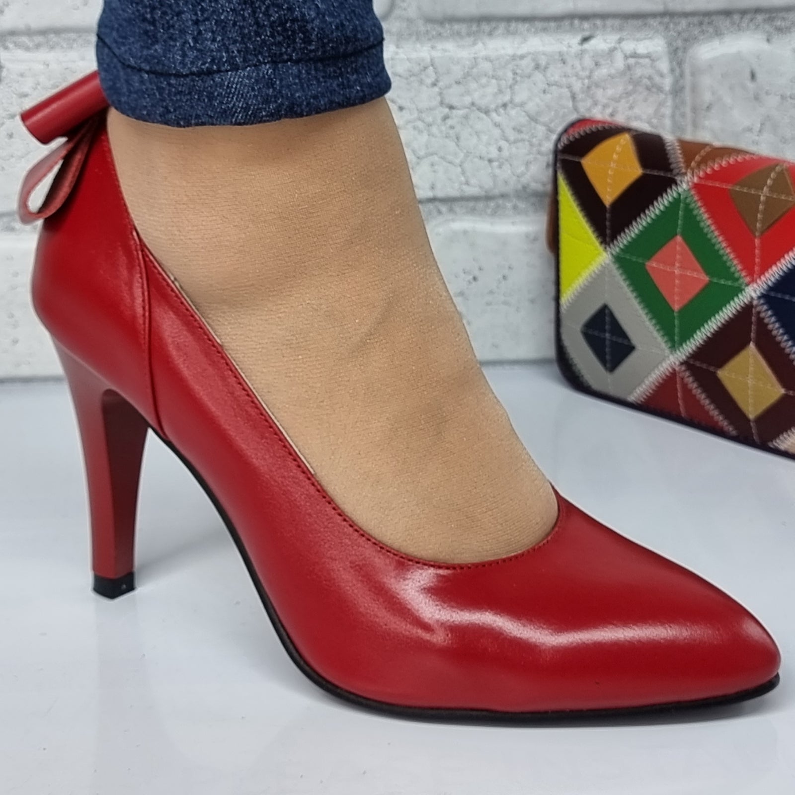 Pantofi Damă Eleganți Din Piele Naturală Roșie 3035