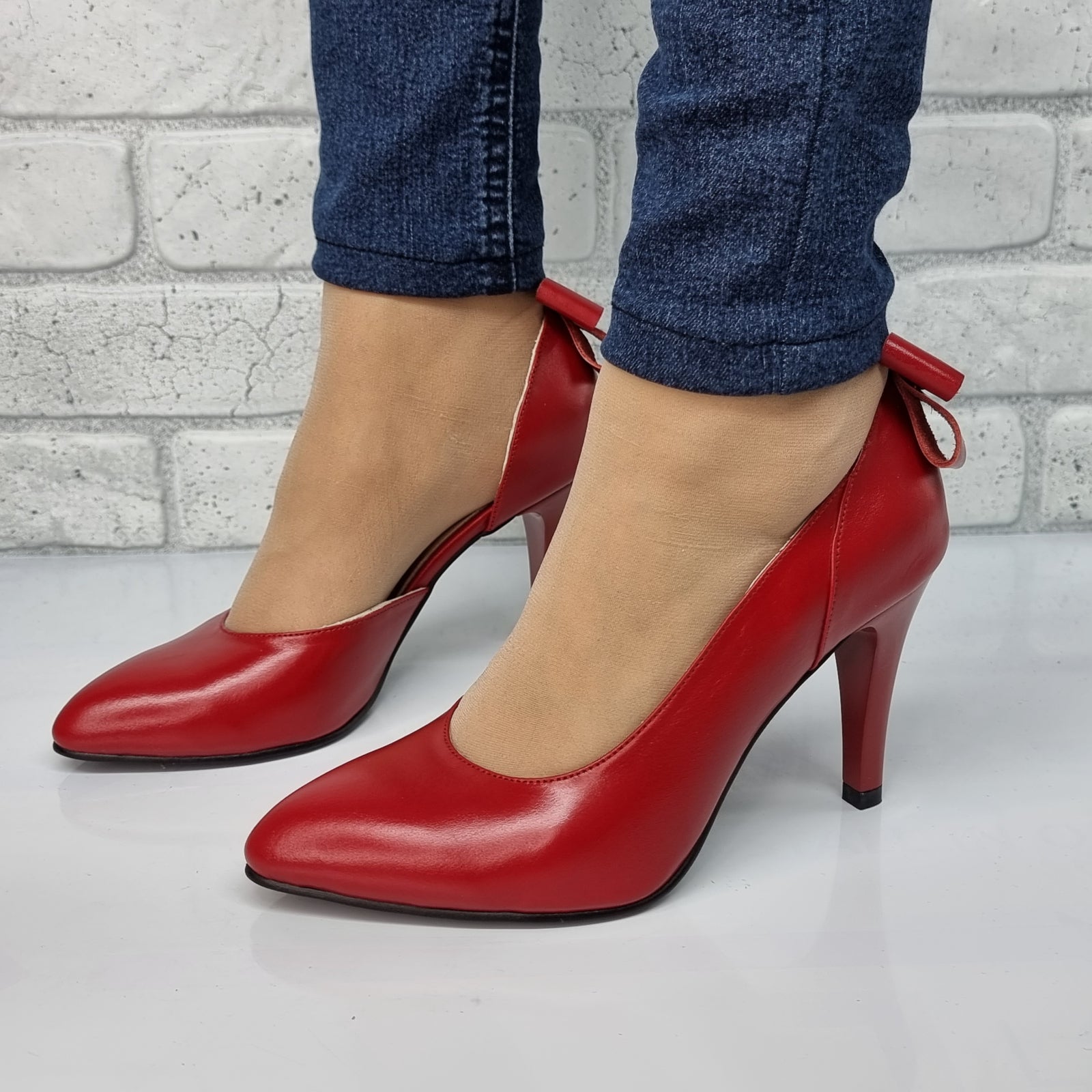 Pantofi Damă Eleganți Din Piele Naturală Roșie 3035