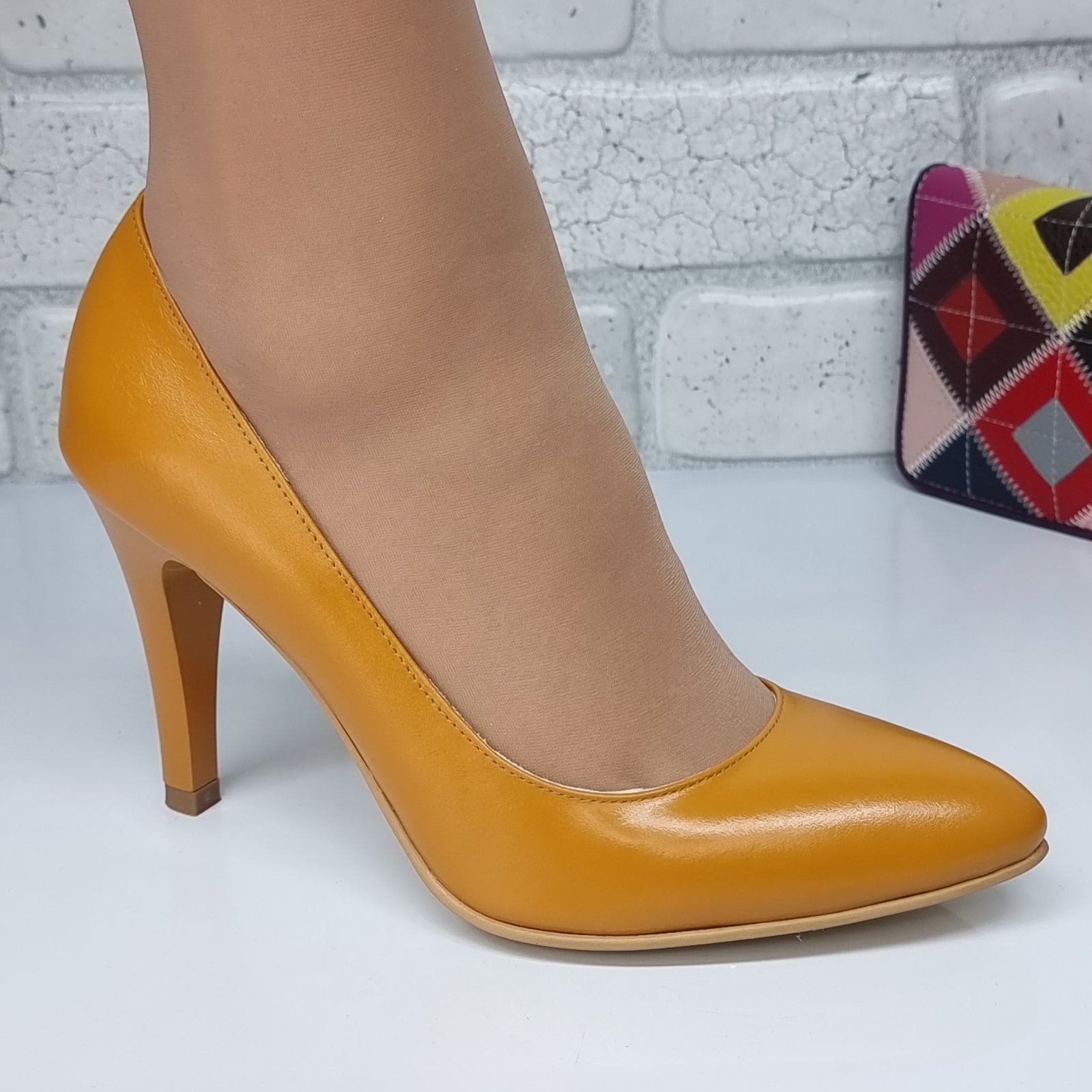 Pantofi Damă Eleganți Din Piele Naturală Mustar 20132