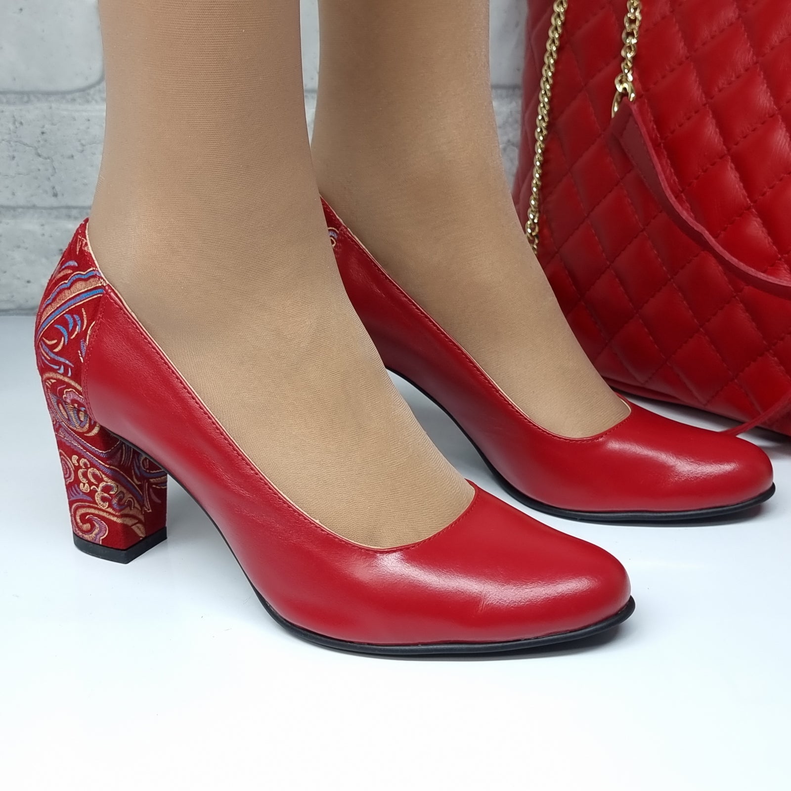 Pantofi Damă Eleganți Din Piele Naturală Roșu Regal 20142