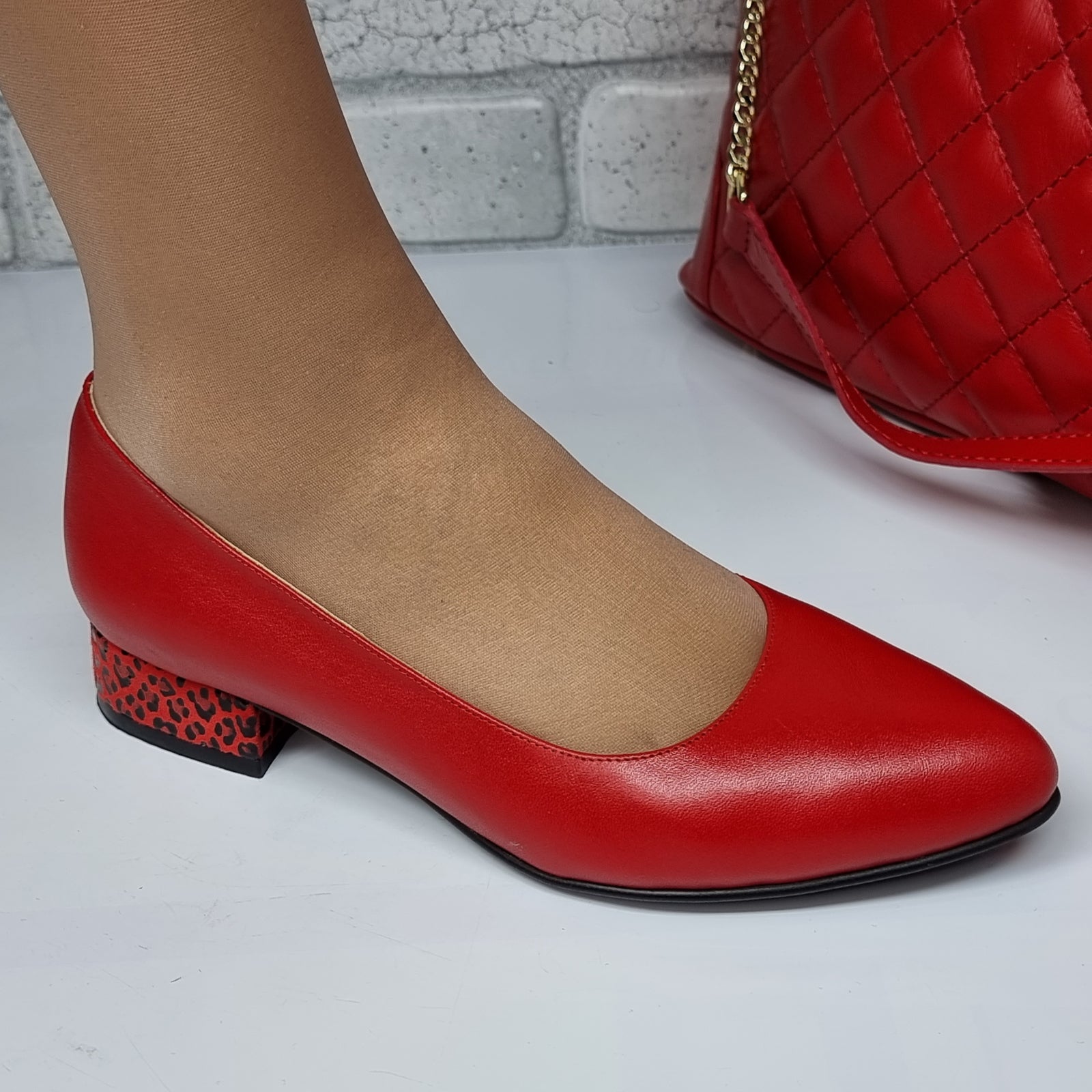 Pantofi Damă Eleganți Din Piele Naturală Roșie 20145