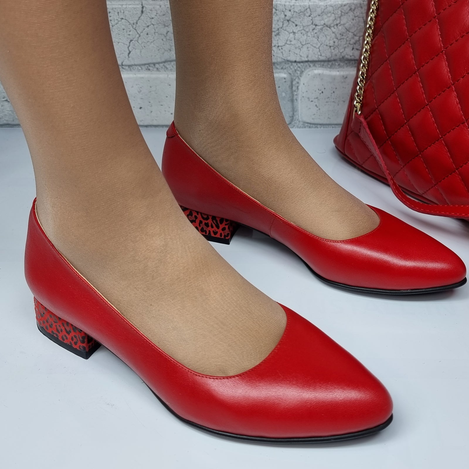 Pantofi Damă Eleganți Din Piele Naturală Roșie 20145