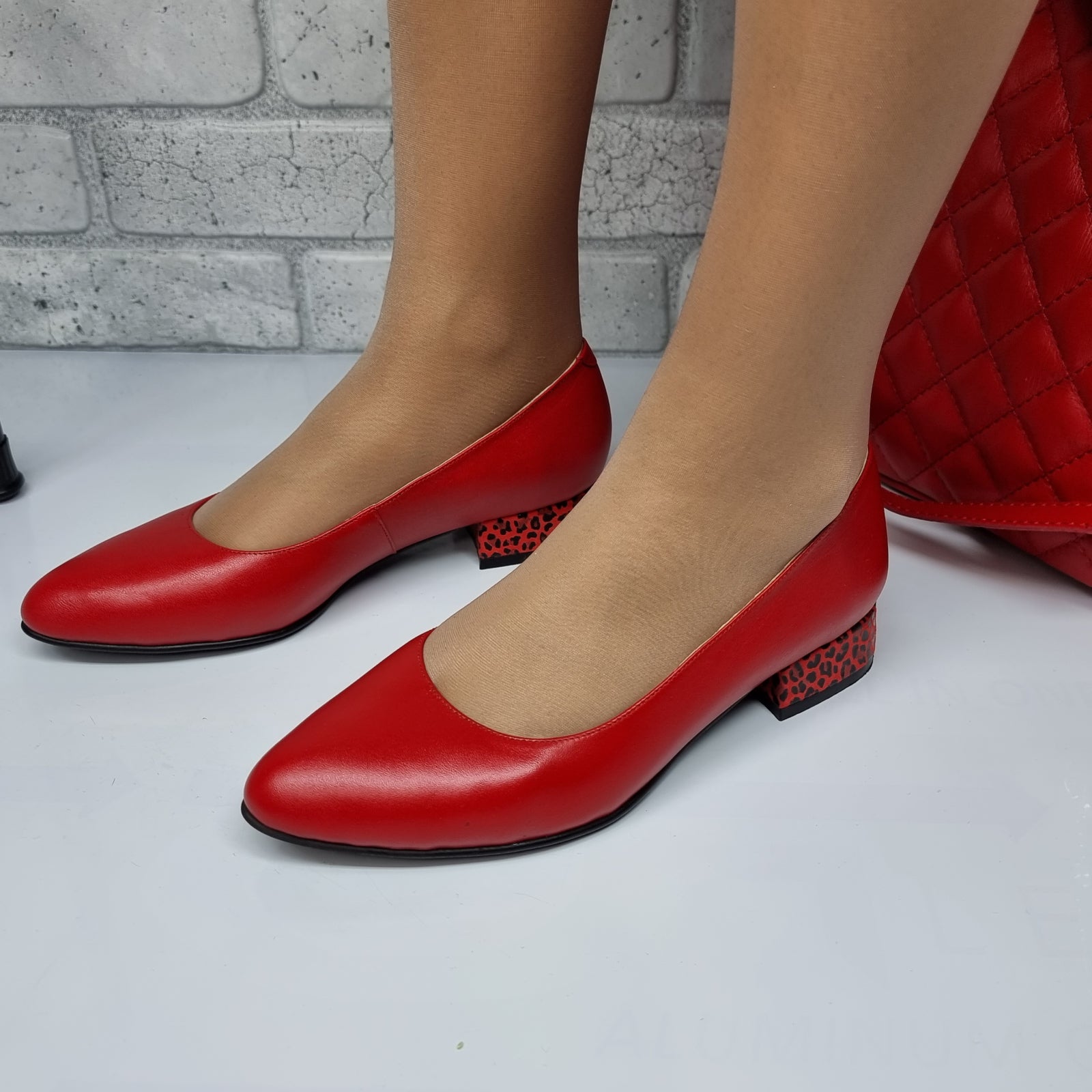 Pantofi Damă Eleganți Din Piele Naturală Roșie 20145