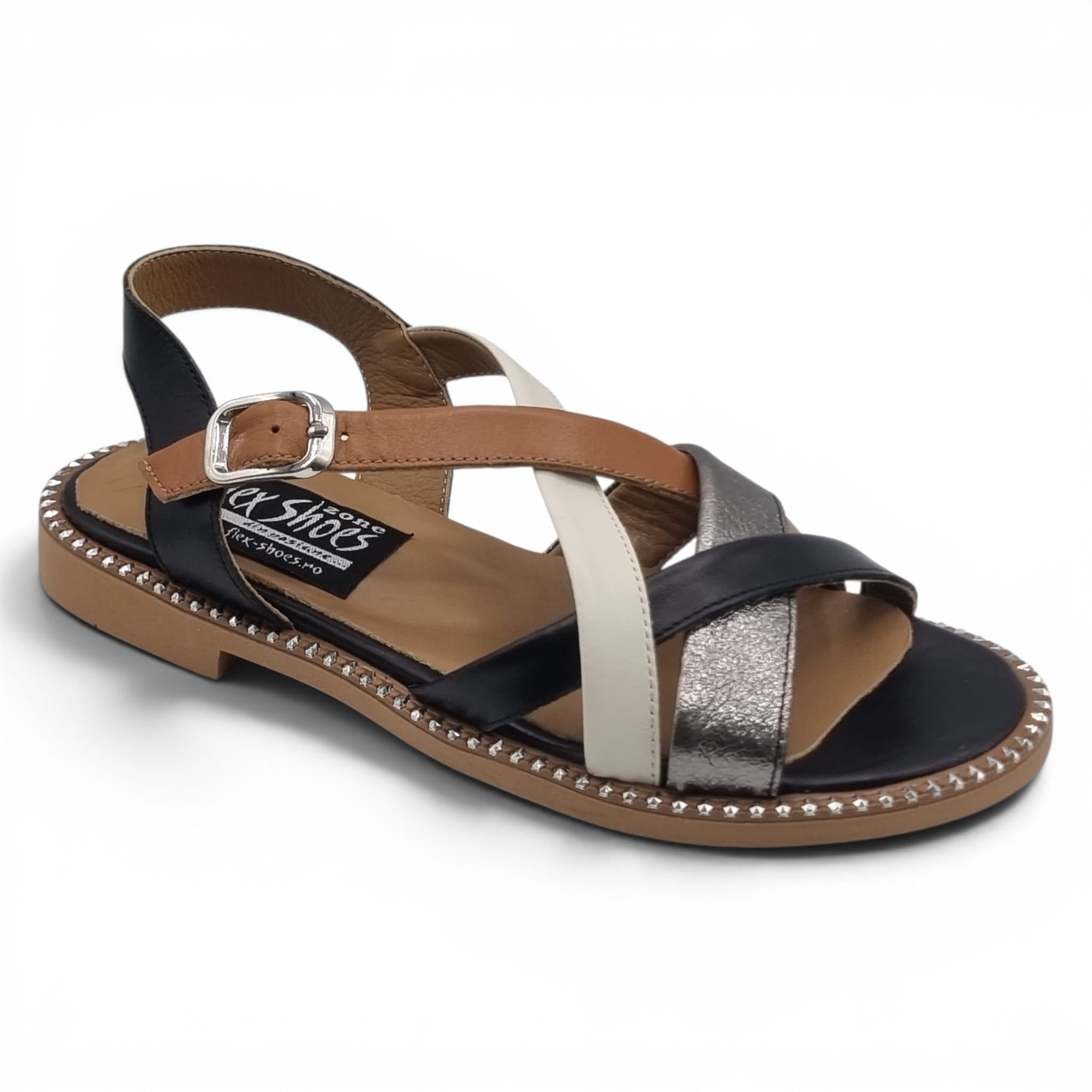 Sandale Damă Casual Confort Din Piele Naturală Neagră Multi 13769