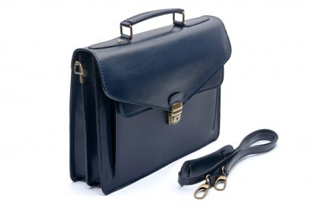 Servietă Bărbați Din Piele Naturală Blue 55006