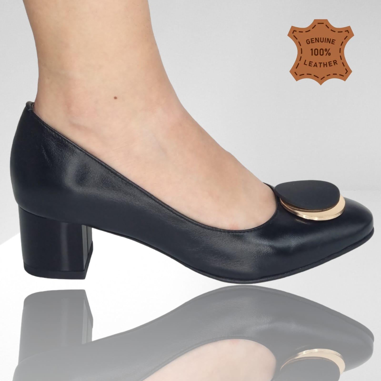 Pantofi Damă Eleganți Din Piele Naturală Neagra 20397
