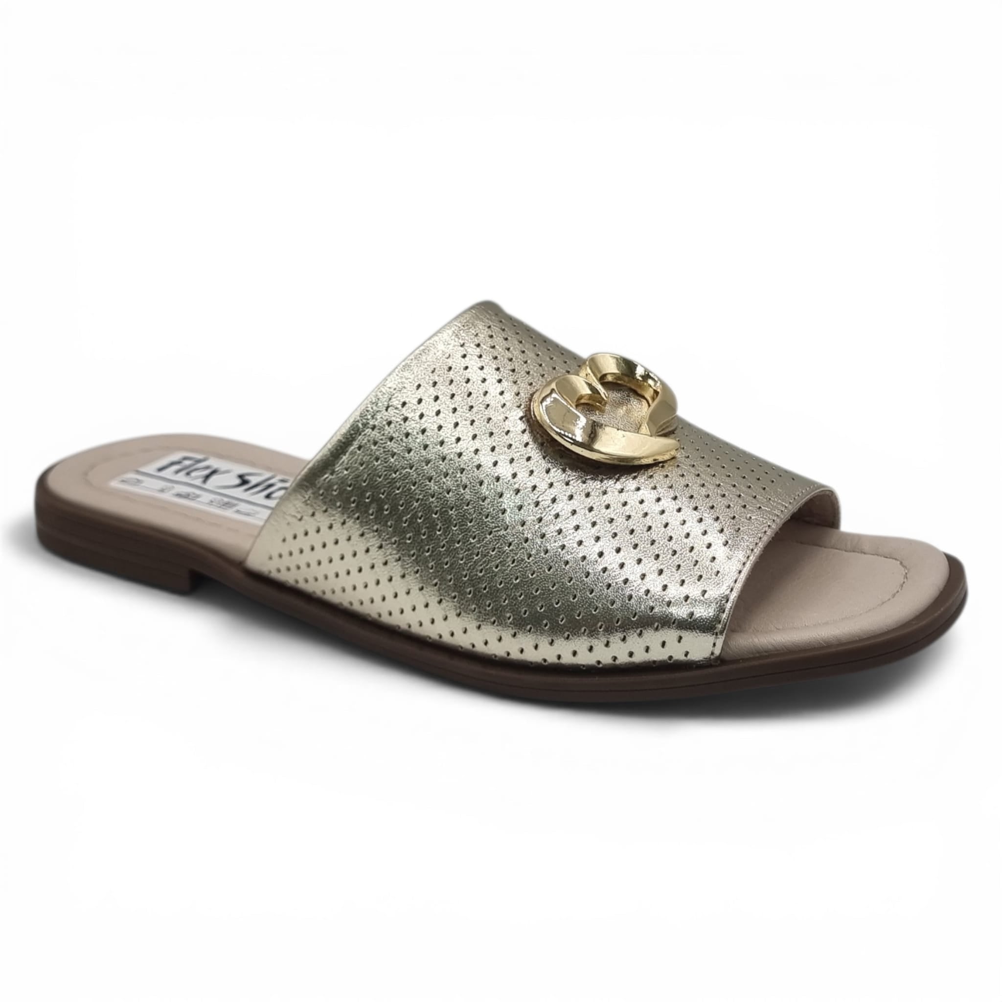 Sandale Damă Casual Confort Din Piele Naturală Aurie 13798