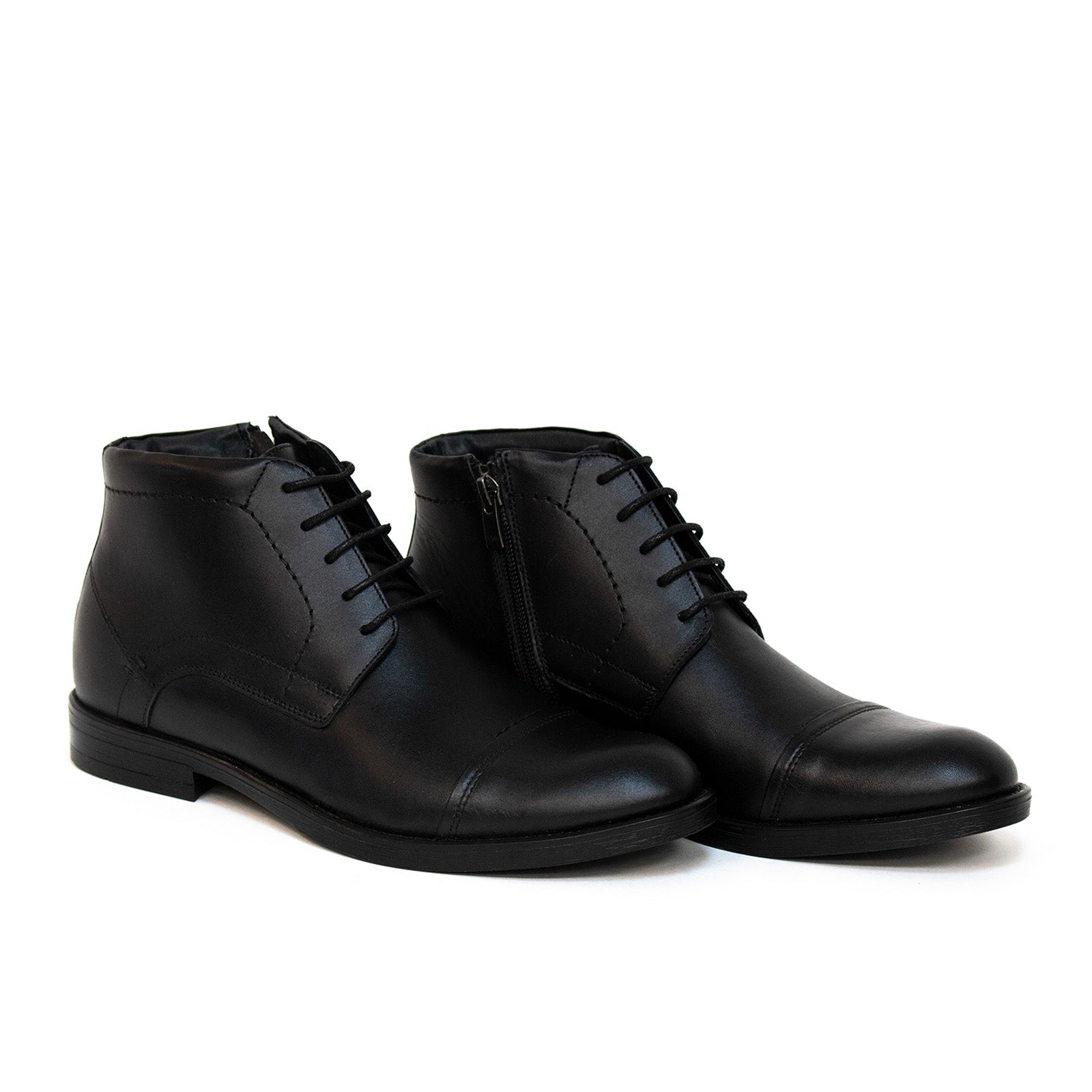 Ghete Bărbați Elegante Din Piele Naturală De Culoare Neagră 50109