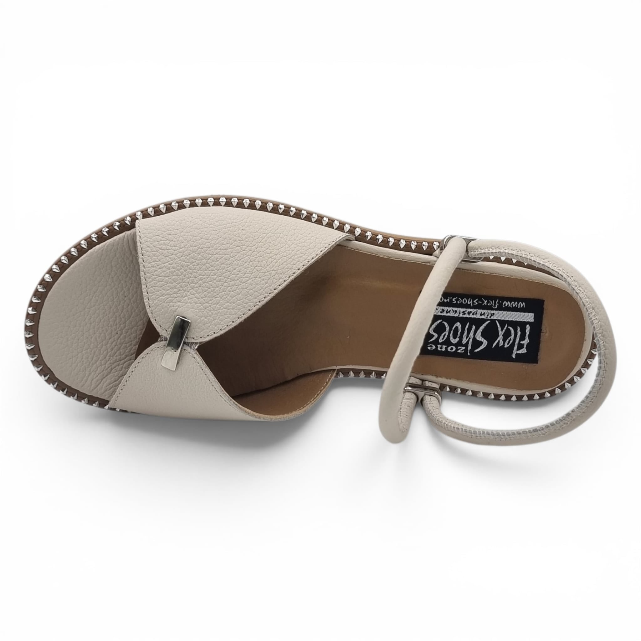 Sandale Damă Casual Confort Din Piele Naturală Crem 13775