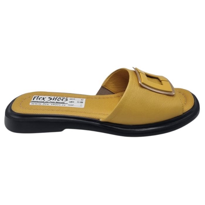 Sandale Damă Casual Confort Din Piele Naturală Mustar 13782