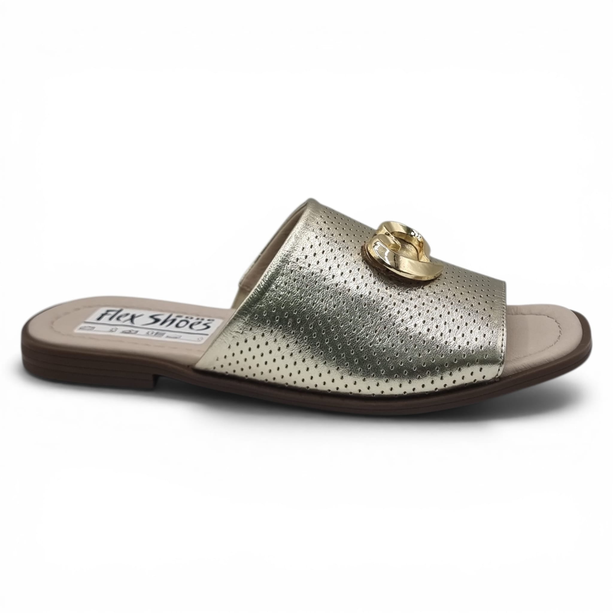 Sandale Damă Casual Confort Din Piele Naturală Aurie 13798