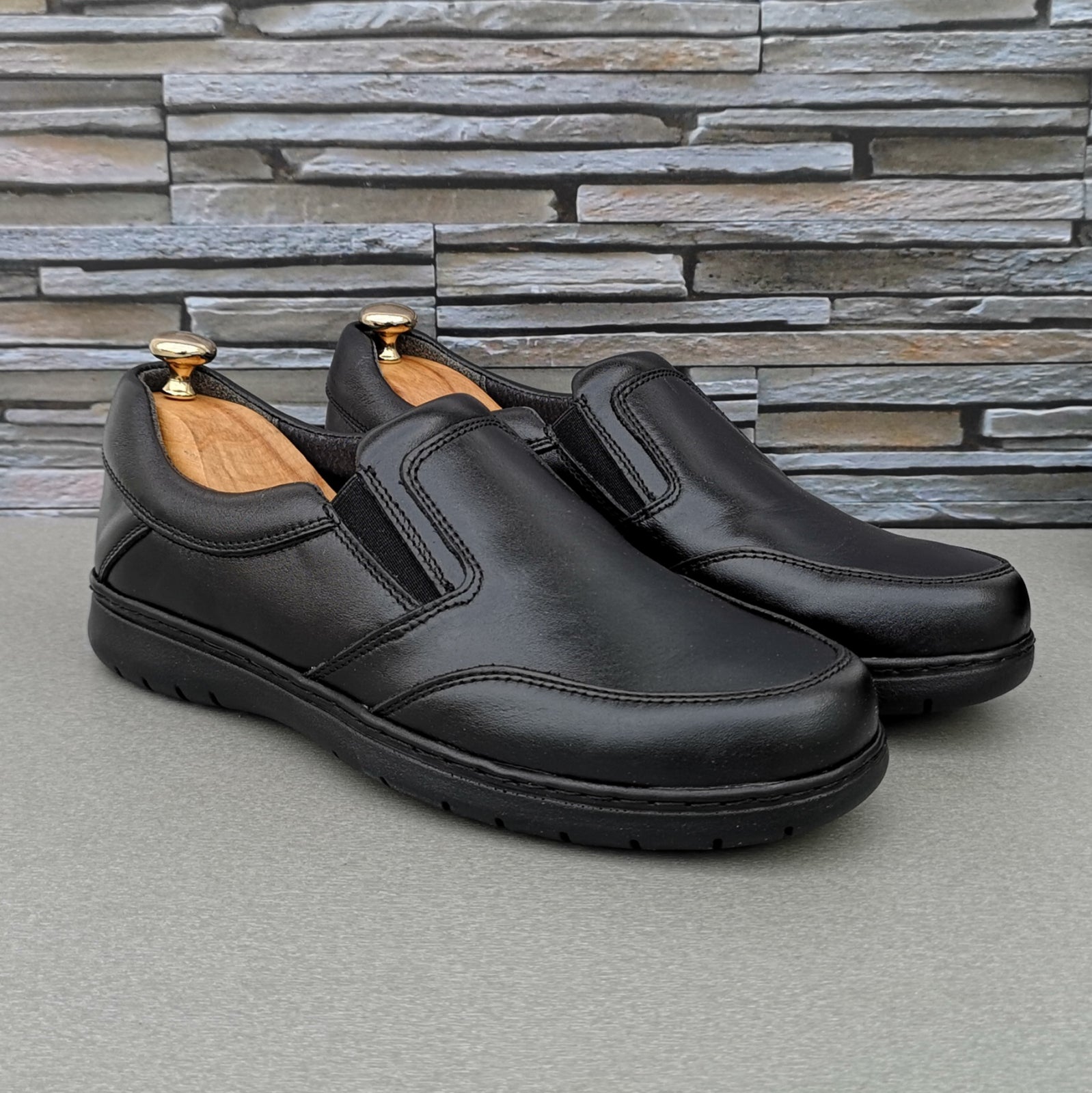 Pantofi Bărbați Casual Confort Din Piele Naturală Neagră 2512