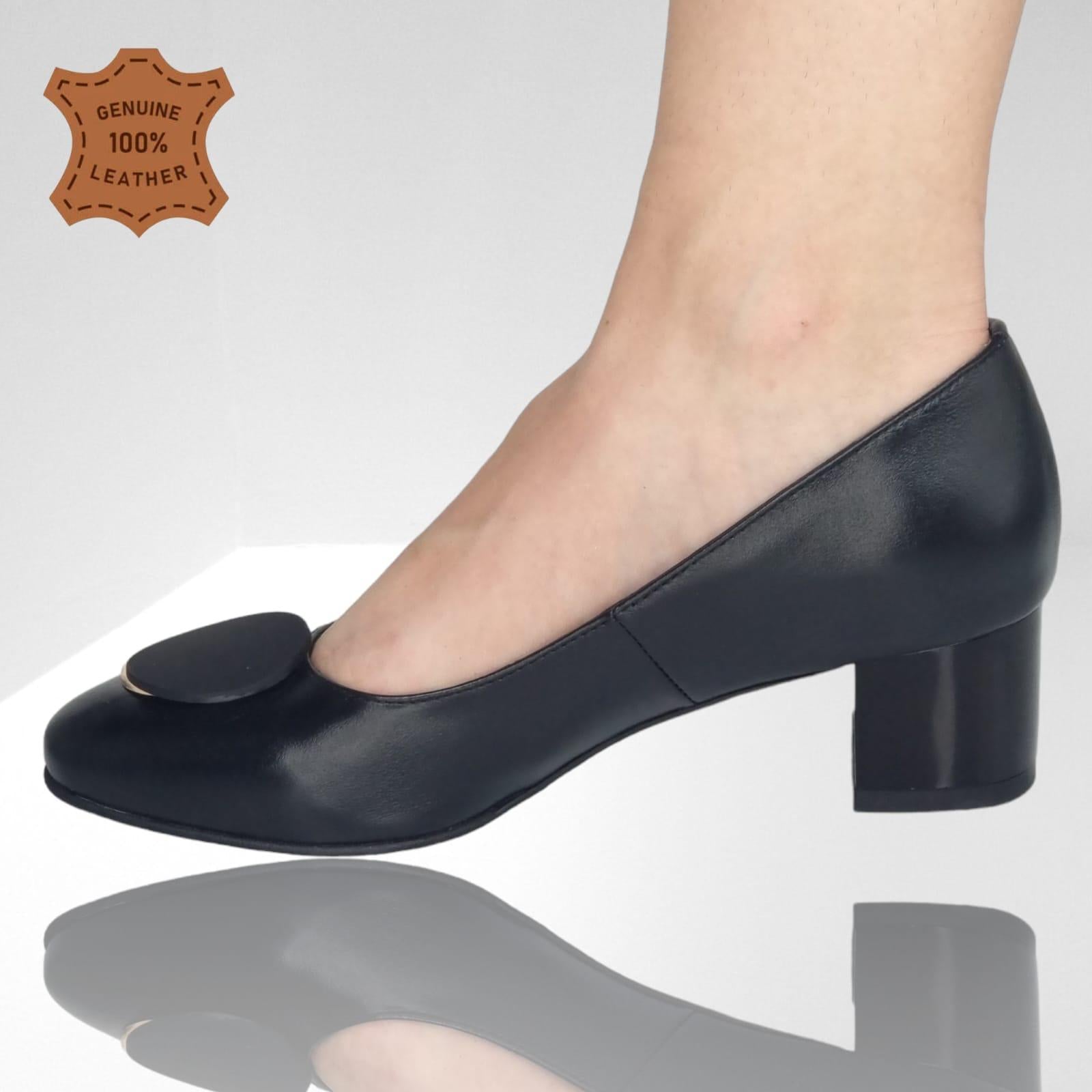 Pantofi Damă Eleganți Din Piele Naturală Neagra 20397
