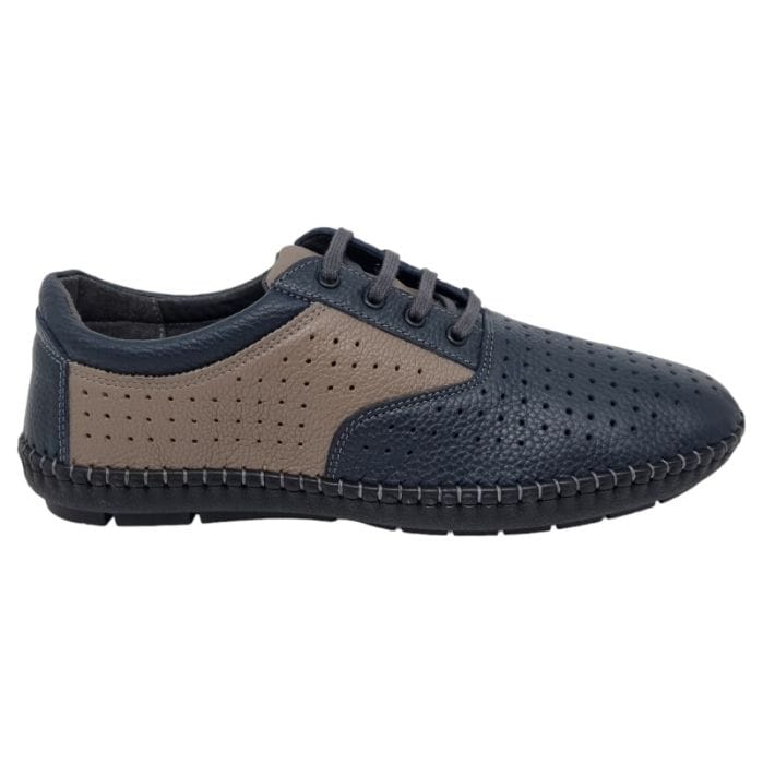 Pantofi Bărbați Din Piele Naturală Perforată Blue Nisip 6545