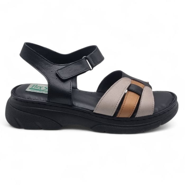 Sandale Damă Casual Confort Din Piele Naturală Neagră Multi 13819