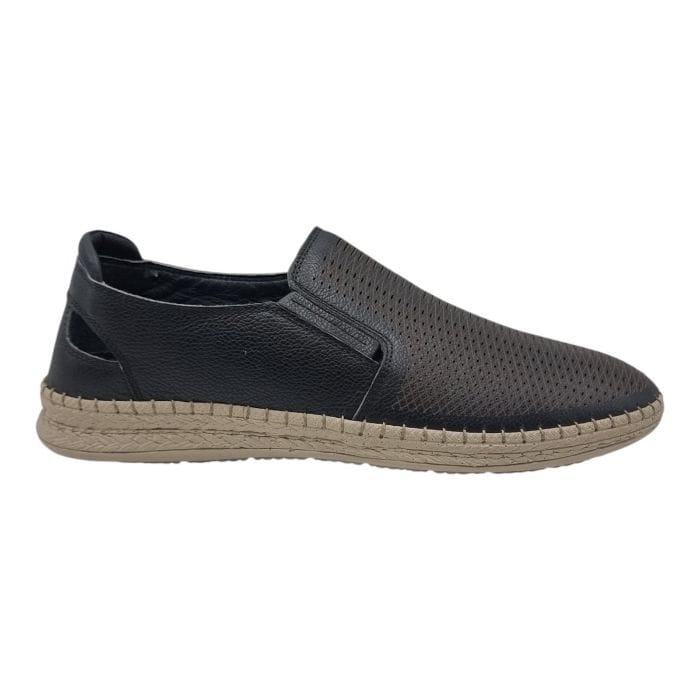 Pantofi Bărbați Din Piele Naturală Perforată Neagră 6550