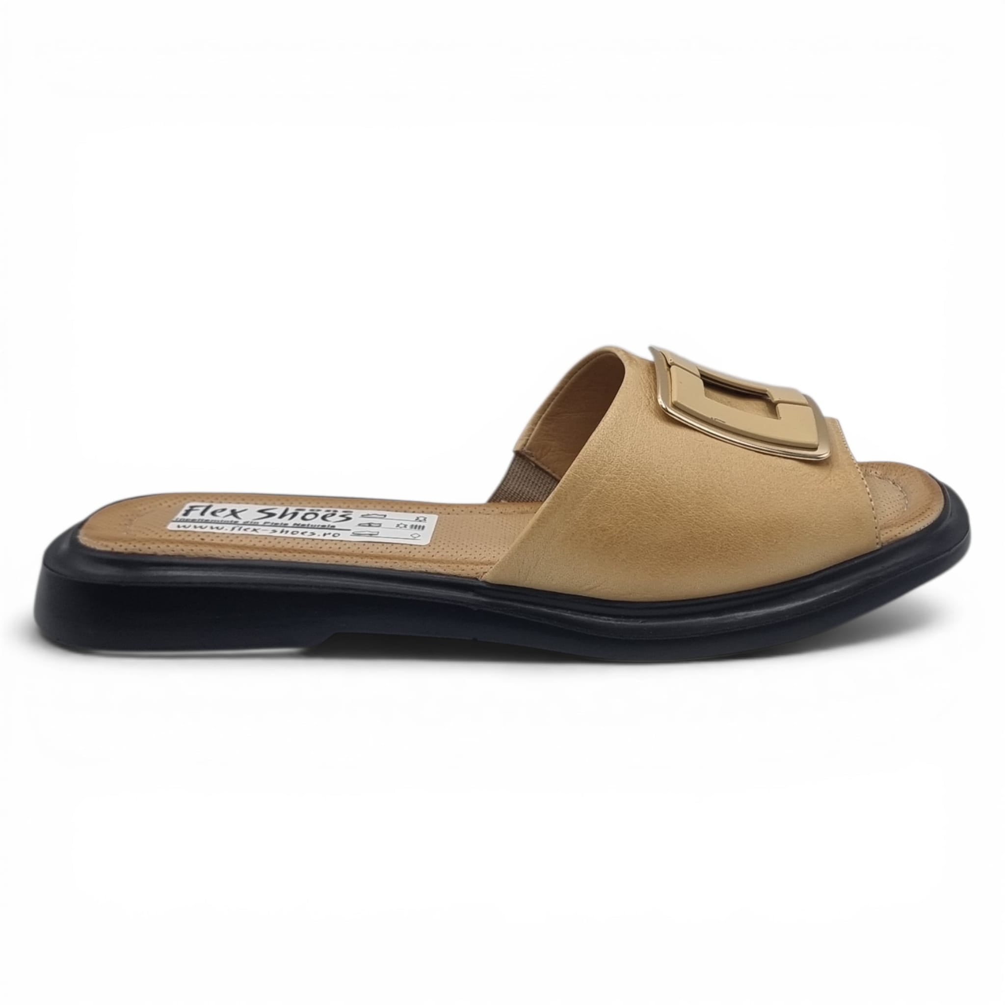 Sandale Damă Casual Confort Din Piele Naturală Capucino 13781