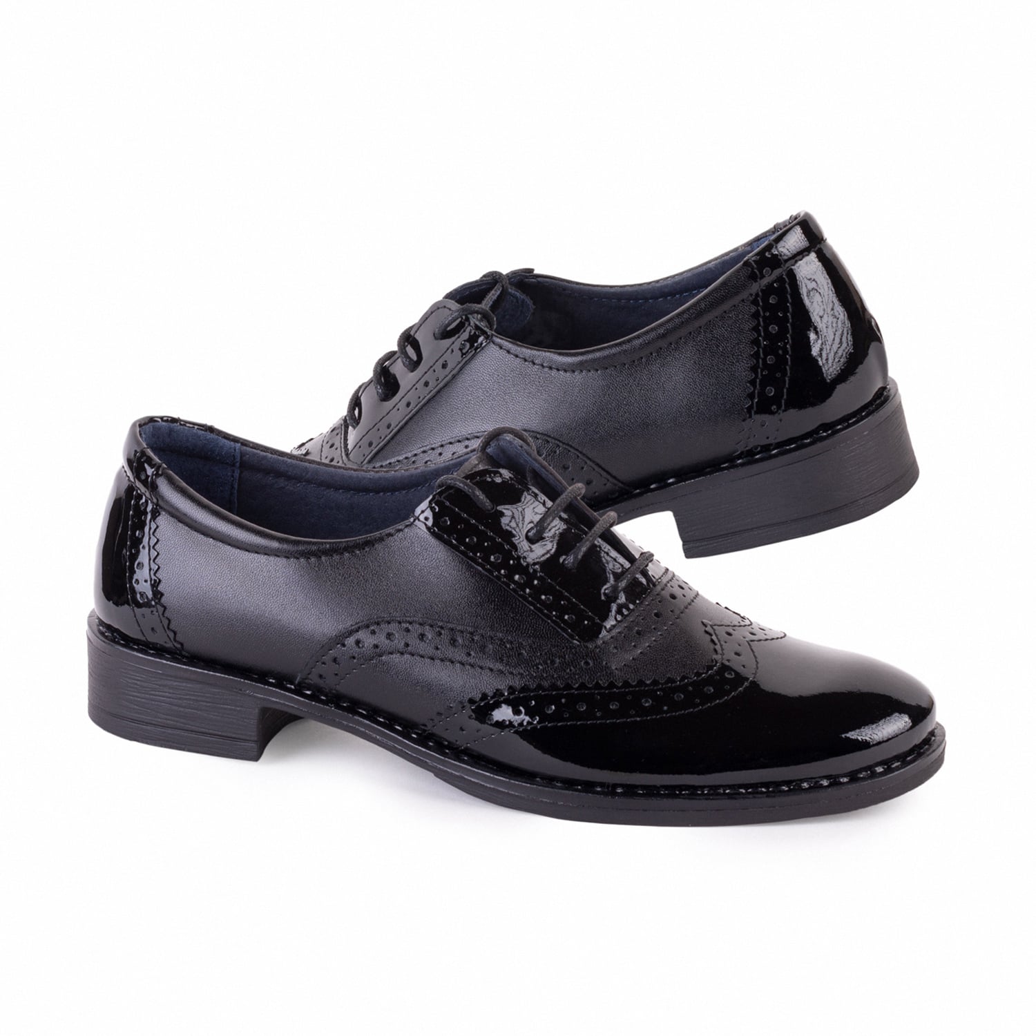 Pantofi Damă Casual Confort Din Piele Lăcuită Neagră 25101